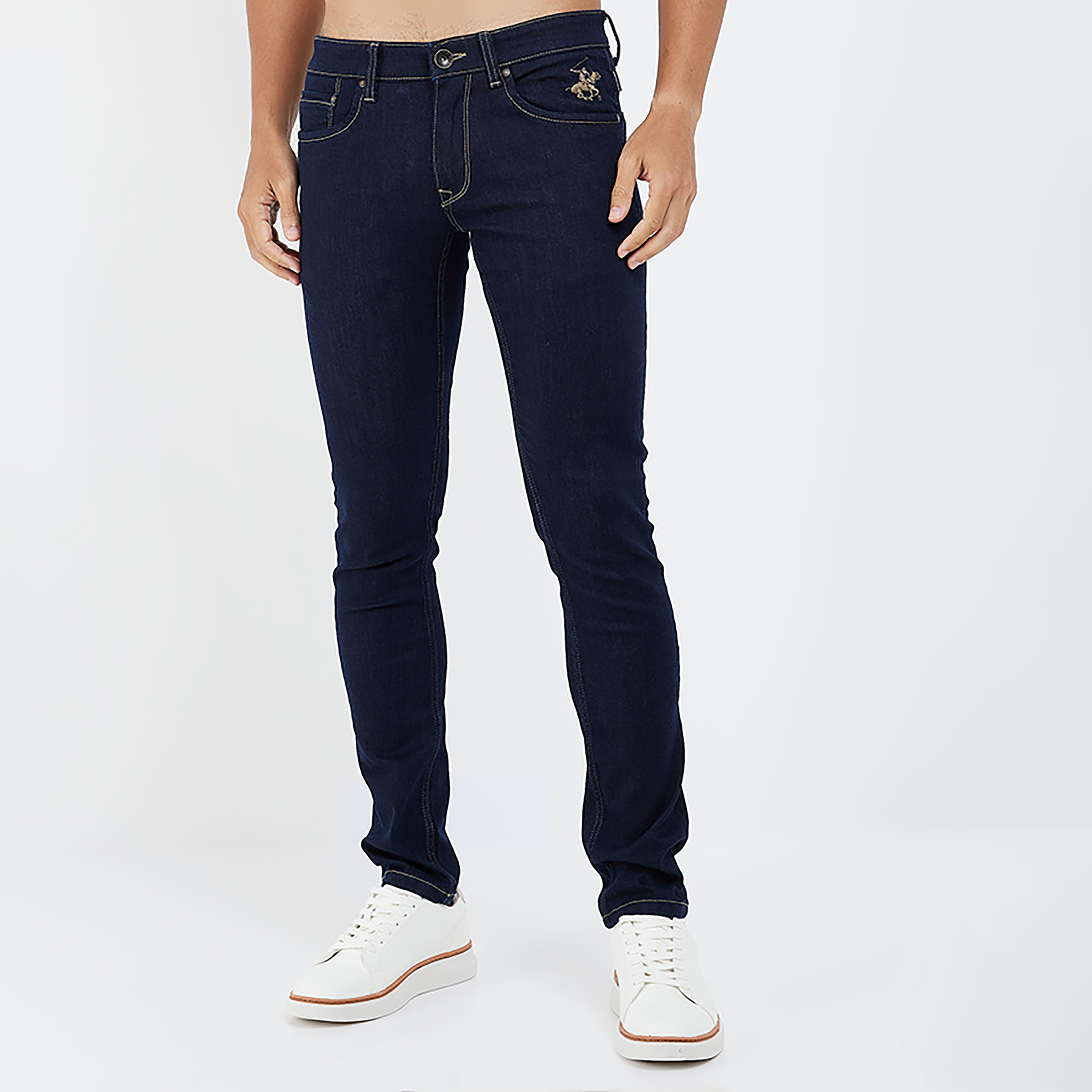 بنطال جينز أسود ذو اسكيني فت مع مرتفع ومتوسط من بيفرلي هيلز بولو كلوب-men-clothing-bottoms-jeans-image-1