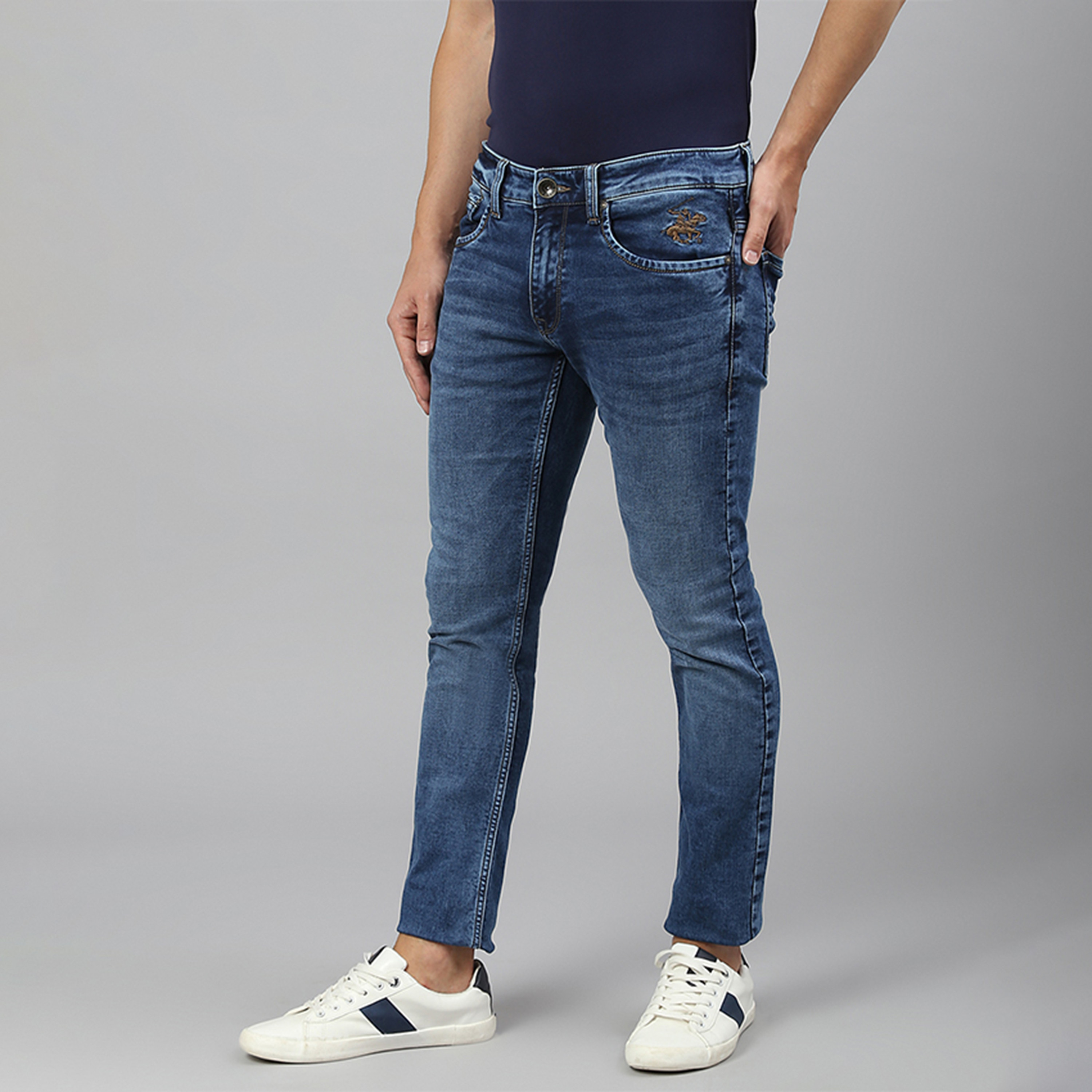 بنطال جينز أزرق ذو سكيني فت مع مرتفع ومتوسط من بيفرلي هيلز بولو كلوب للرجال-men-clothing-bottoms-jeans-image-2