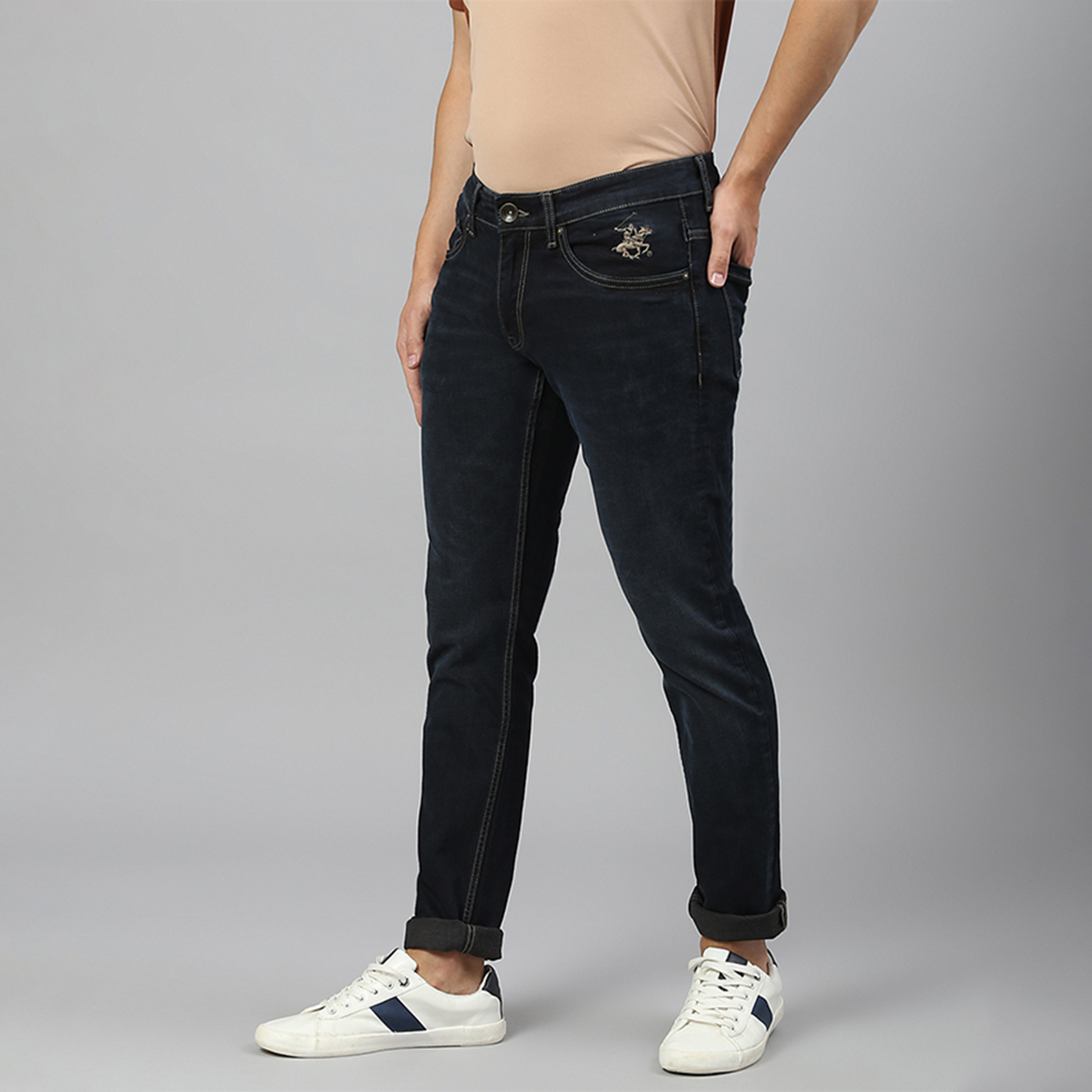 بنطال جينز أزرق ذو سكيني فت مع مرتفع ومتوسط من بيفرلي هيلز بولو كلوب للرجال-men-clothing-bottoms-jeans-image-2