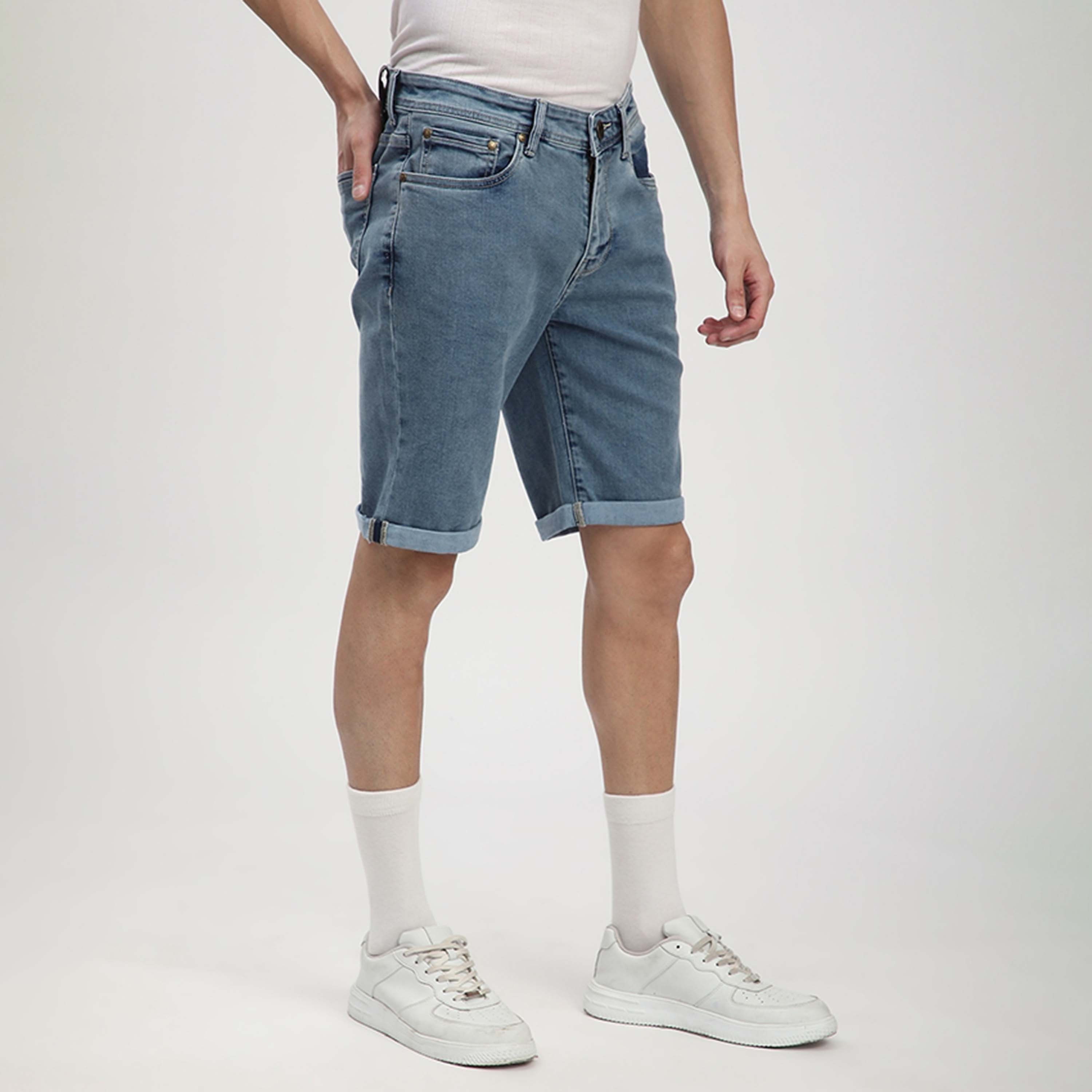 Beverly Hills Polo Club Plain Mid-Rise Button with Zip Fly Men's Denim Shorts-men-clothing-bottoms-shorts-image-3
