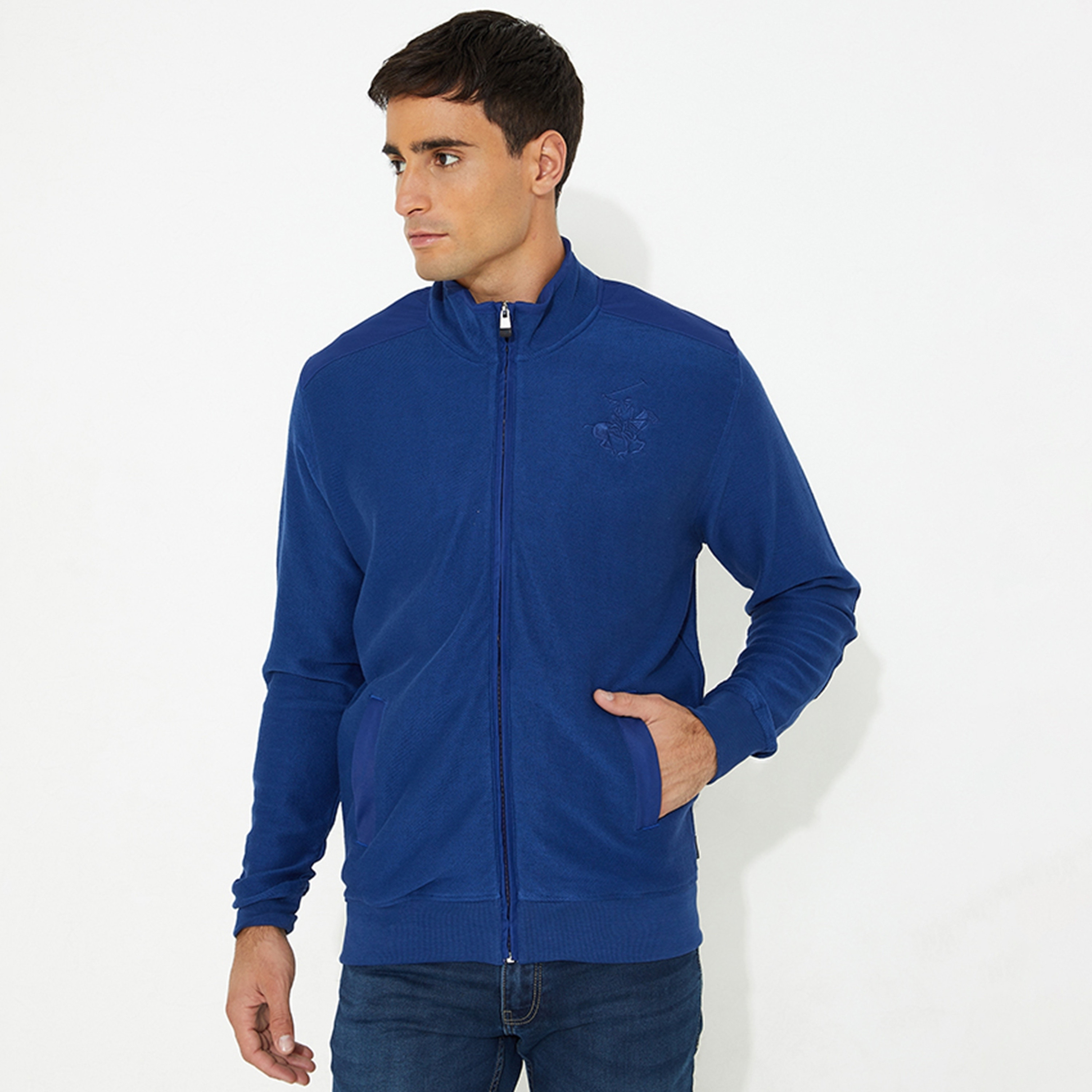 سترة رجالية بأكمام طويلة برقبة عالية بملمس من نادي بيفرلي هيلز-men-clothing-jacketsandblazers-jackets-image-1