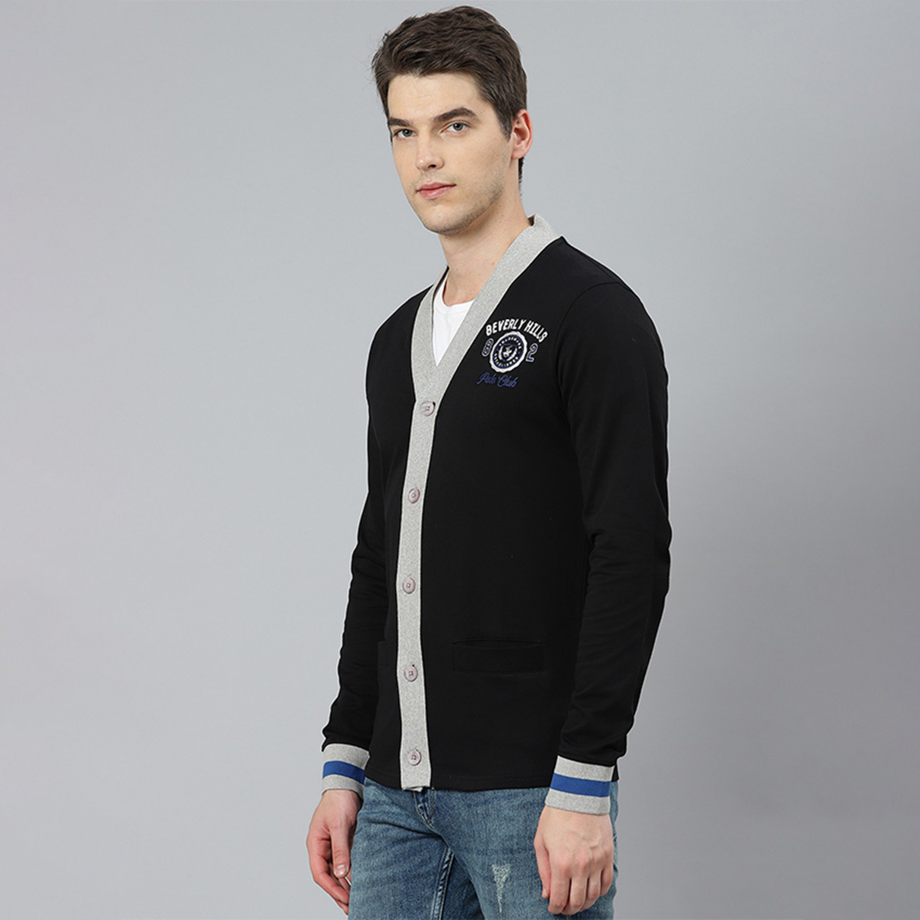 Beverly Hills Polo Club Embroidered Logo V-Neck Long Sleeves Front Buttoned Cardigan-men-clothing-sweatersandpullovers-image-2