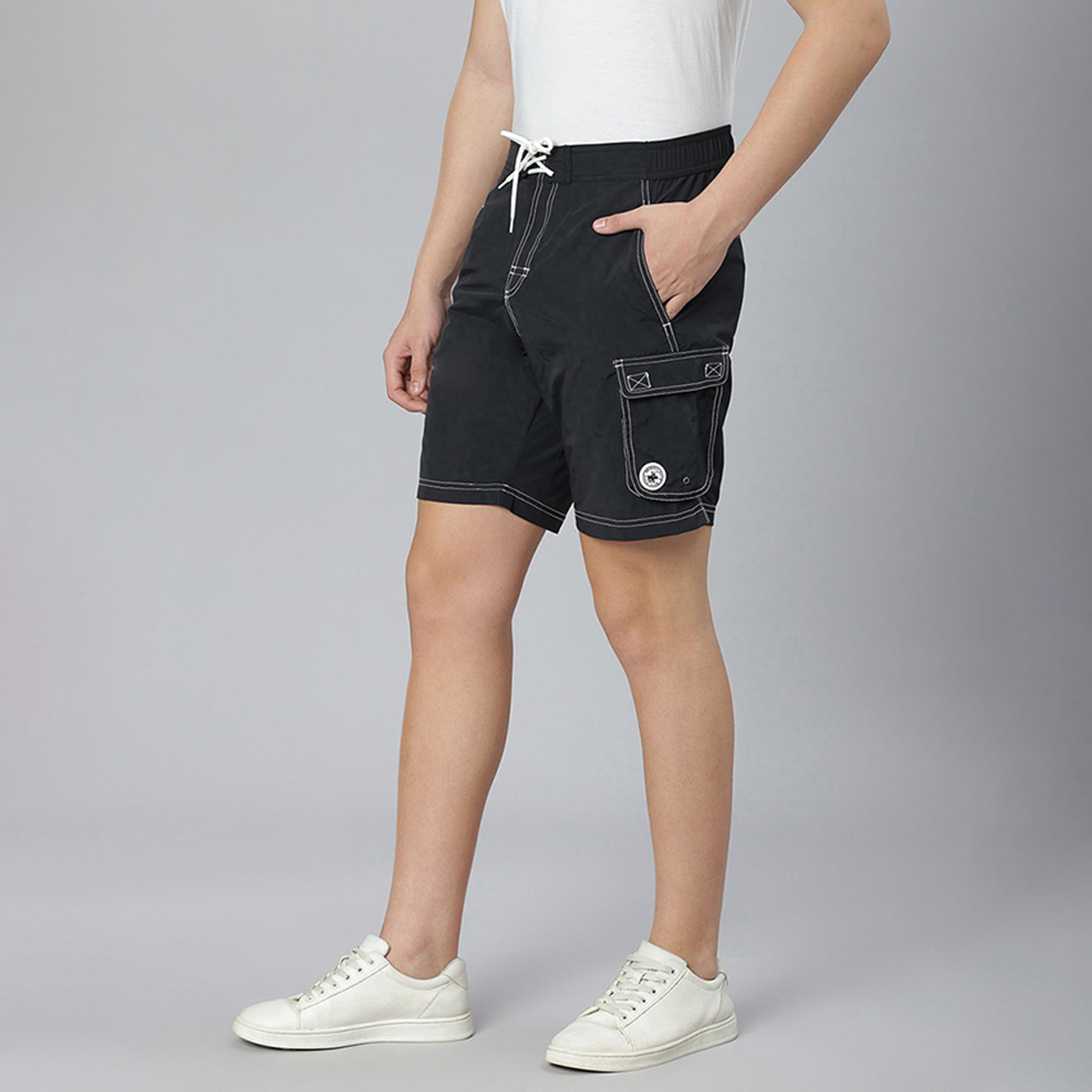 Beverly Hills Polo Club Plain Mid-Rise Drawstring Shorts-men-clothing-bottoms-shorts-image-2