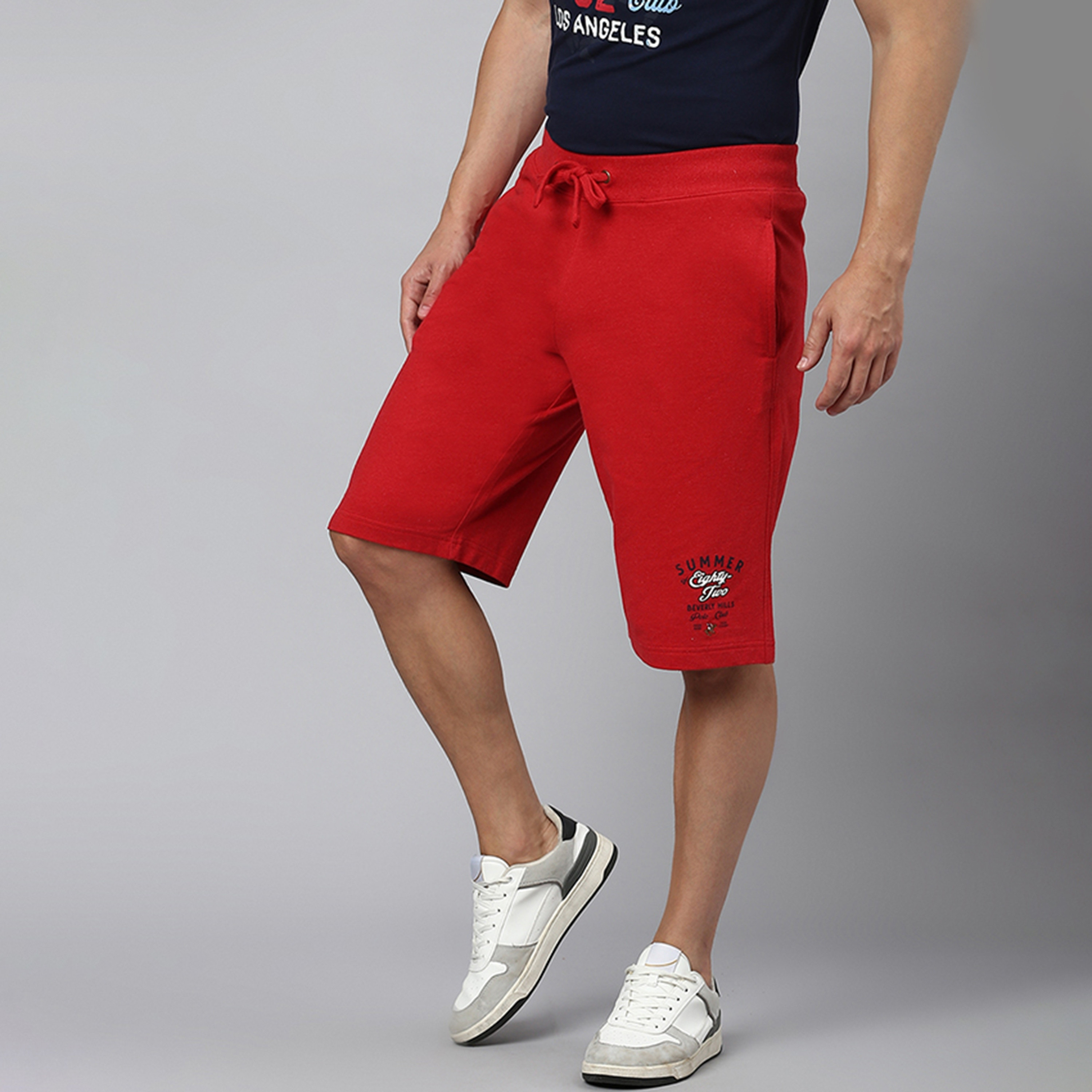 Beverly Hills Polo Club Plain Mid-Rise Drawstring Men's Shorts-men-clothing-bottoms-shorts-image-2