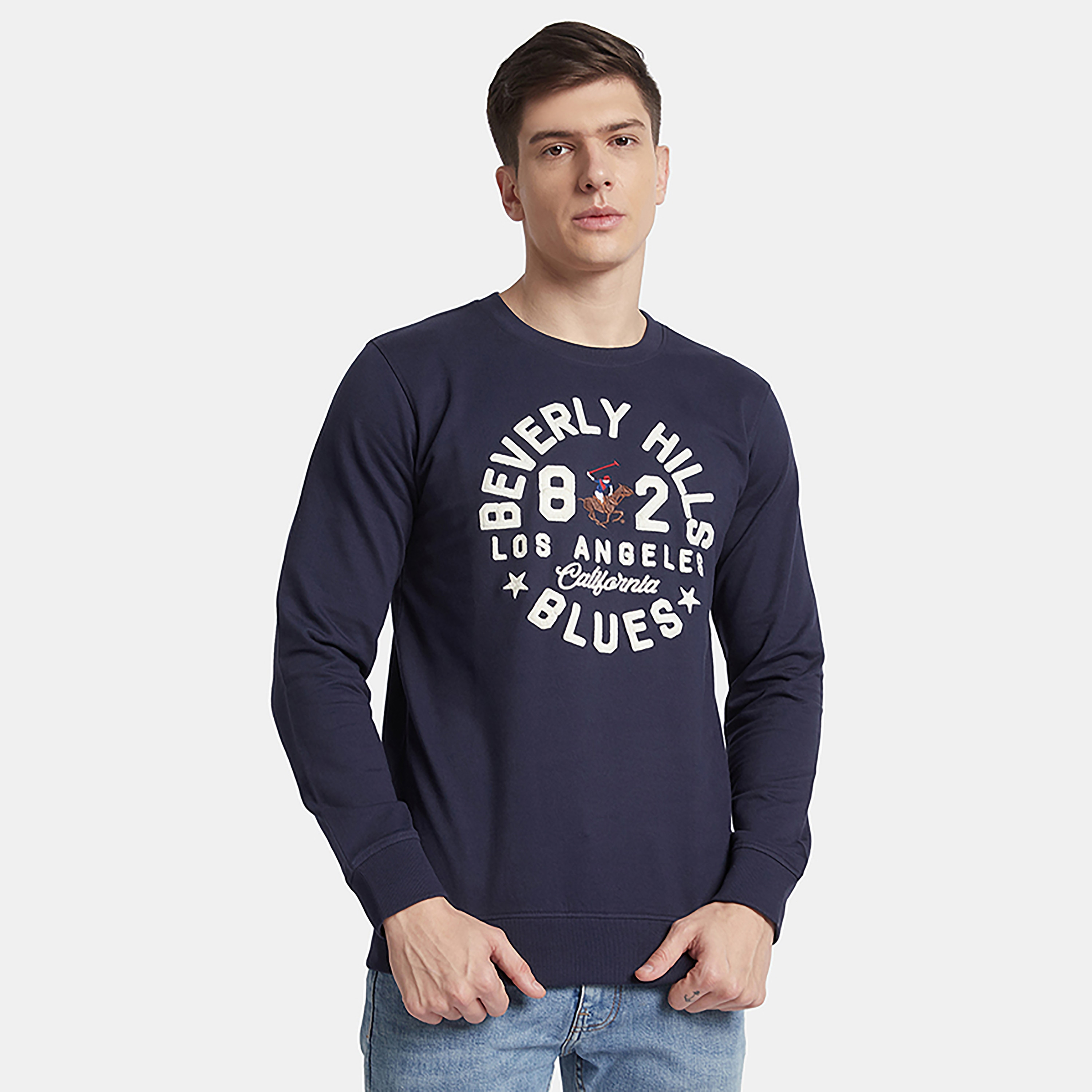 سويت شيرت من بيفرلي هيلز بولو كلوب بياقة مستديرة مع مطرز بشعار-men-winterwear-hoodiesandsweatshirts-image-1