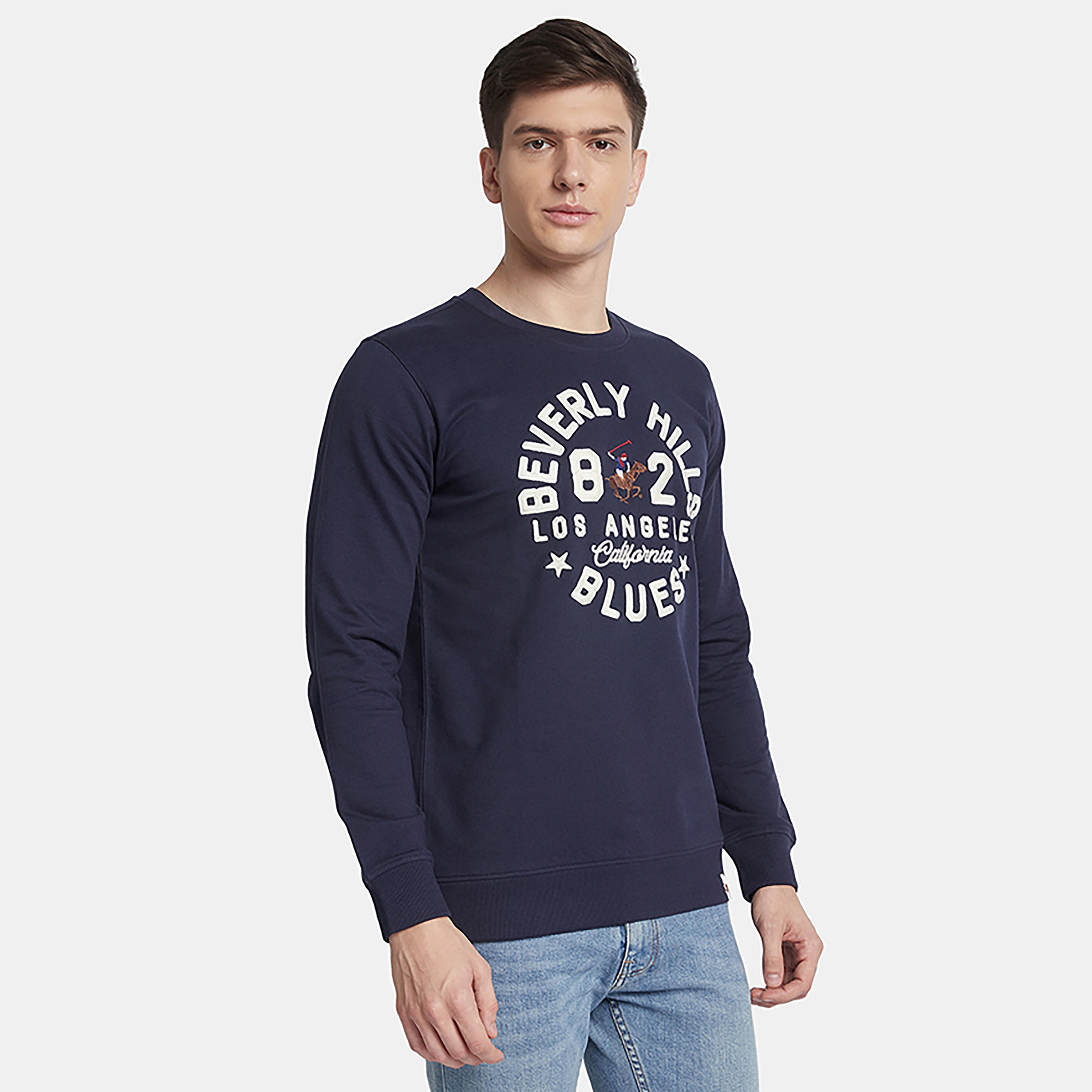 سويت شيرت من بيفرلي هيلز بولو كلوب بياقة مستديرة مع مطرز بشعار-men-winterwear-hoodiesandsweatshirts-image-3