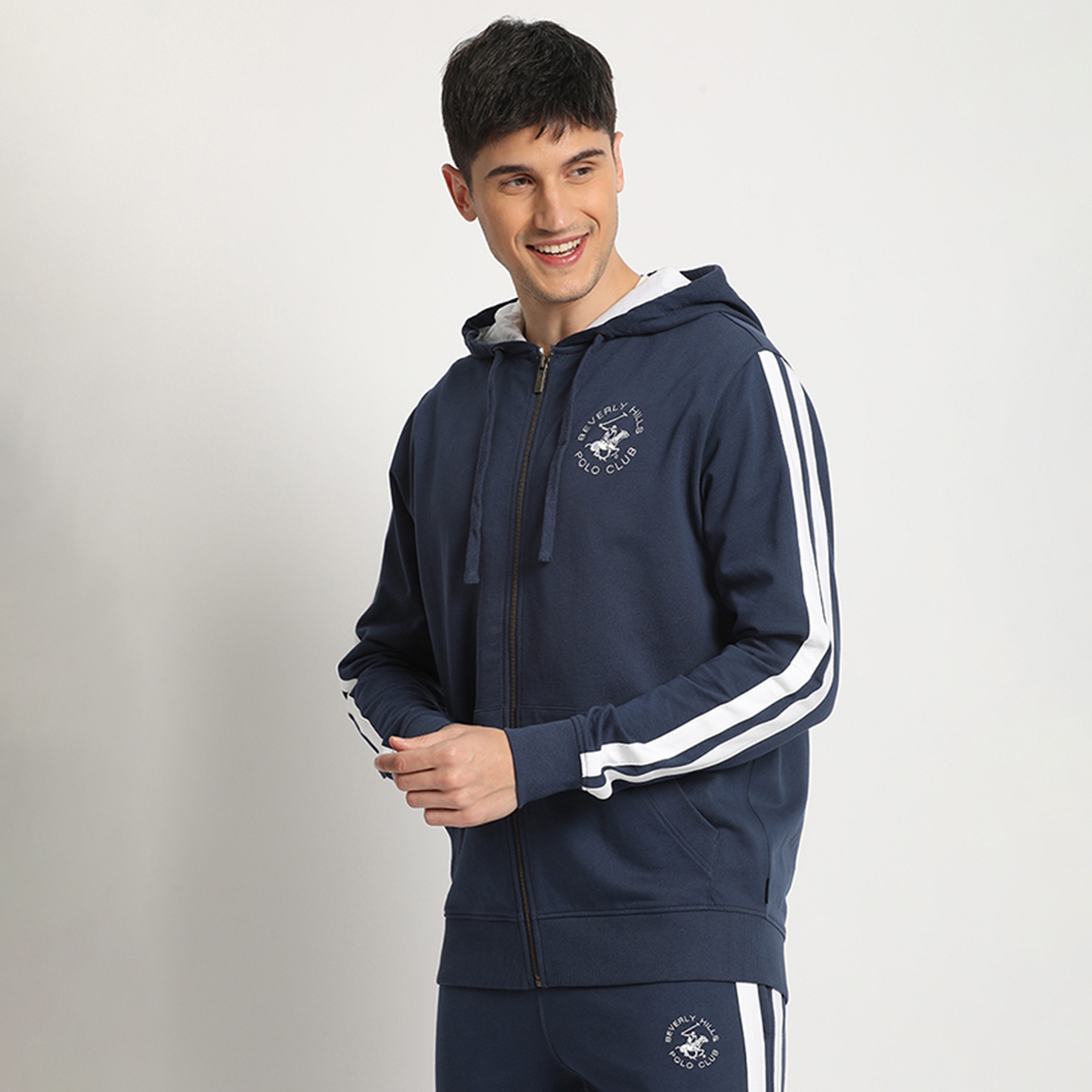 Beverly Hills Polo Club Logo Zip-Through Hoodie with Split Kangaroo Pocket-men-winterwear-hoodiesandsweatshirts-image-2