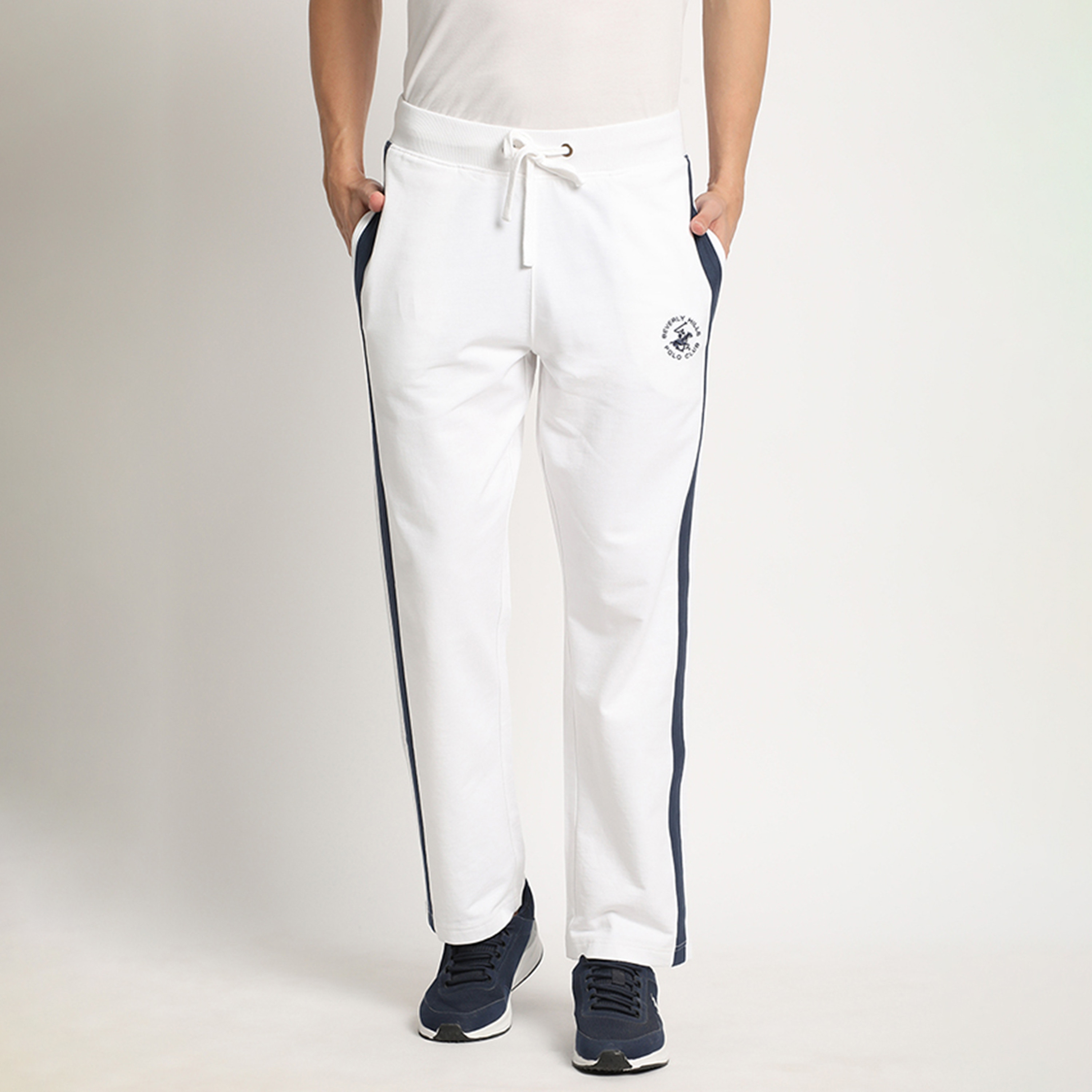بنطال من بيفرلي هيلز بولو كلوب بخصر متوسط سادة مع رباط بخطوط جانبية-men-clothing-bottoms-joggers-image-5