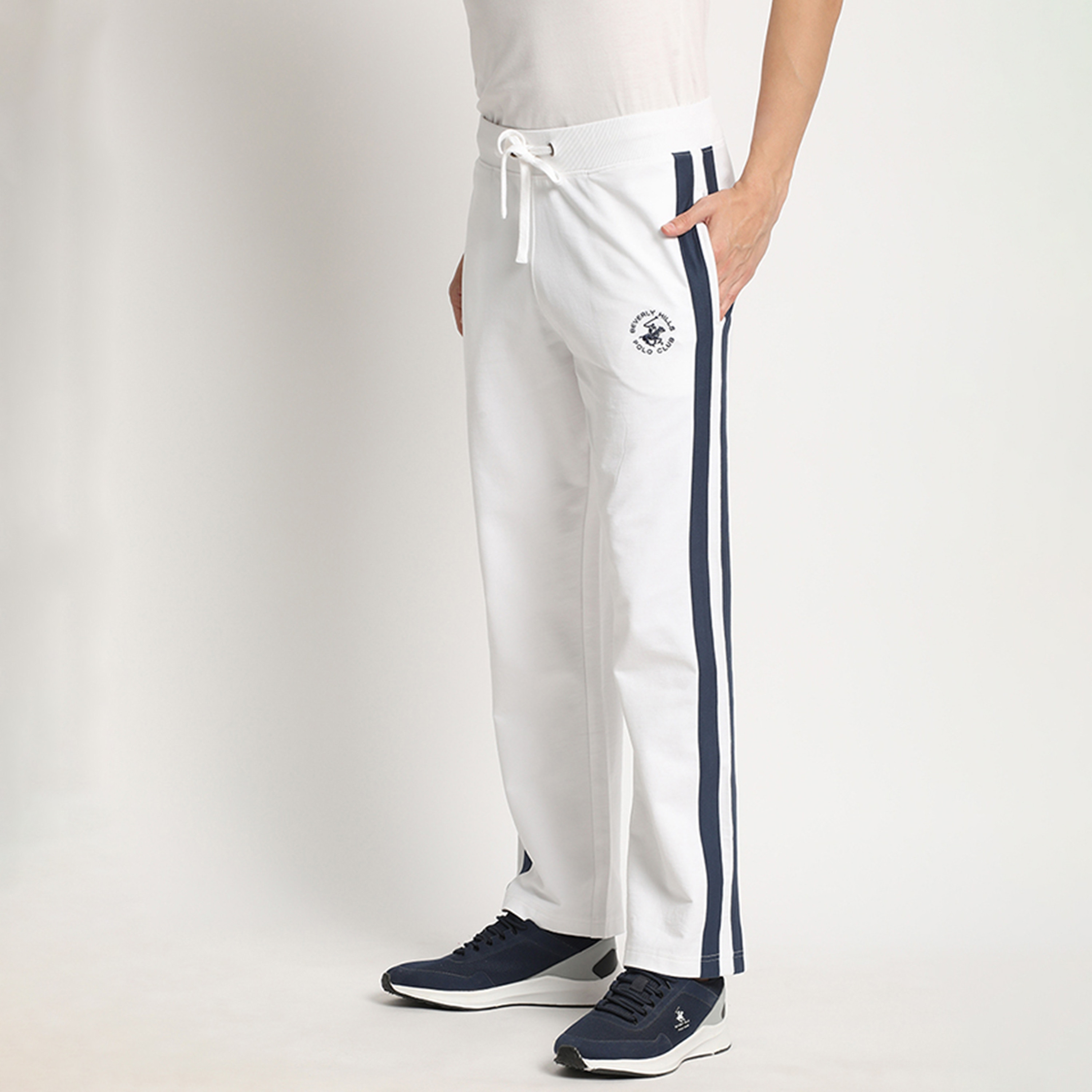 بنطال من بيفرلي هيلز بولو كلوب بخصر متوسط سادة مع رباط بخطوط جانبية-men-clothing-bottoms-joggers-image-6