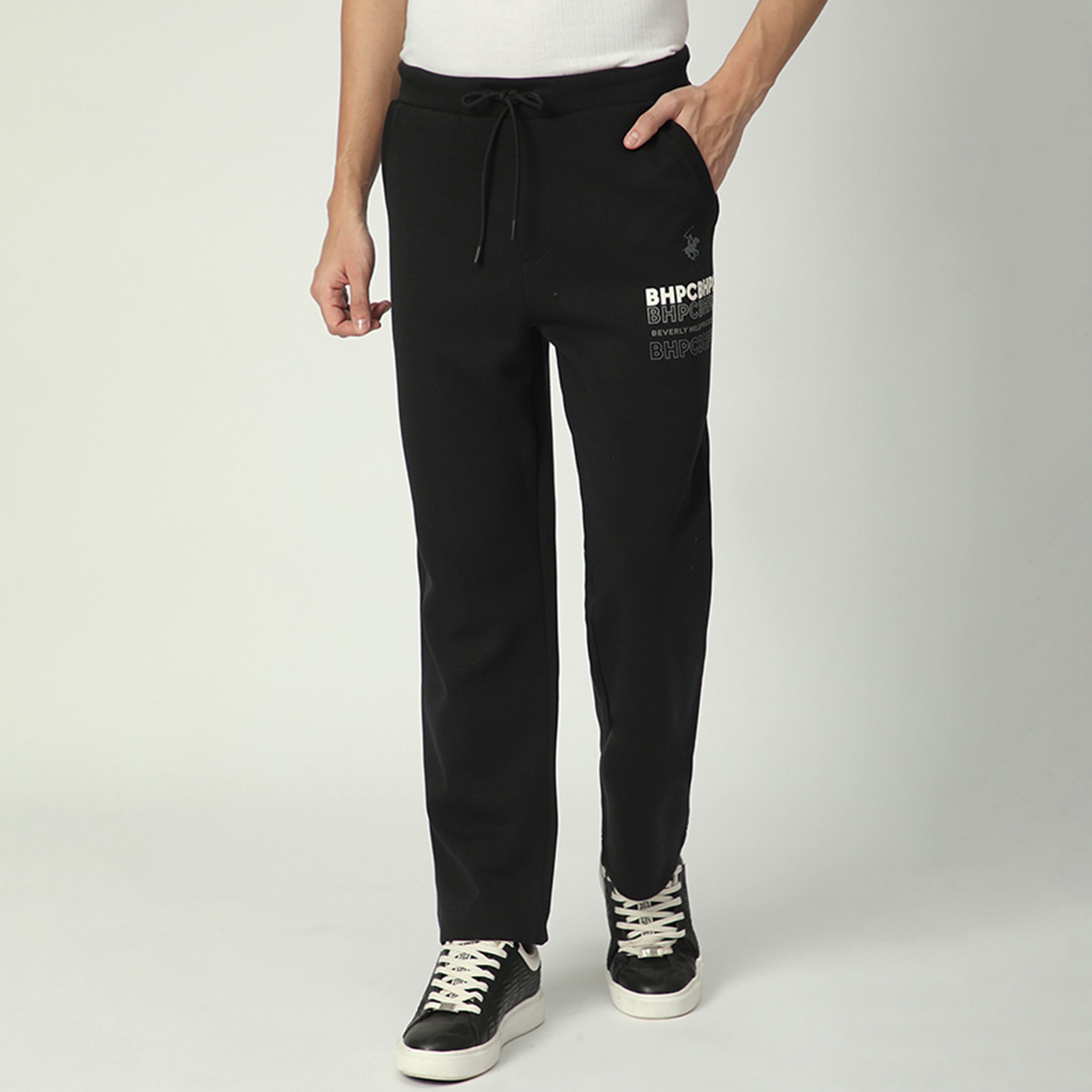 Beverly Hills Polo Club Plain Mid-Rise Drawstring Closure Men's Track Pants-men-clothing-bottoms-joggers-image-1