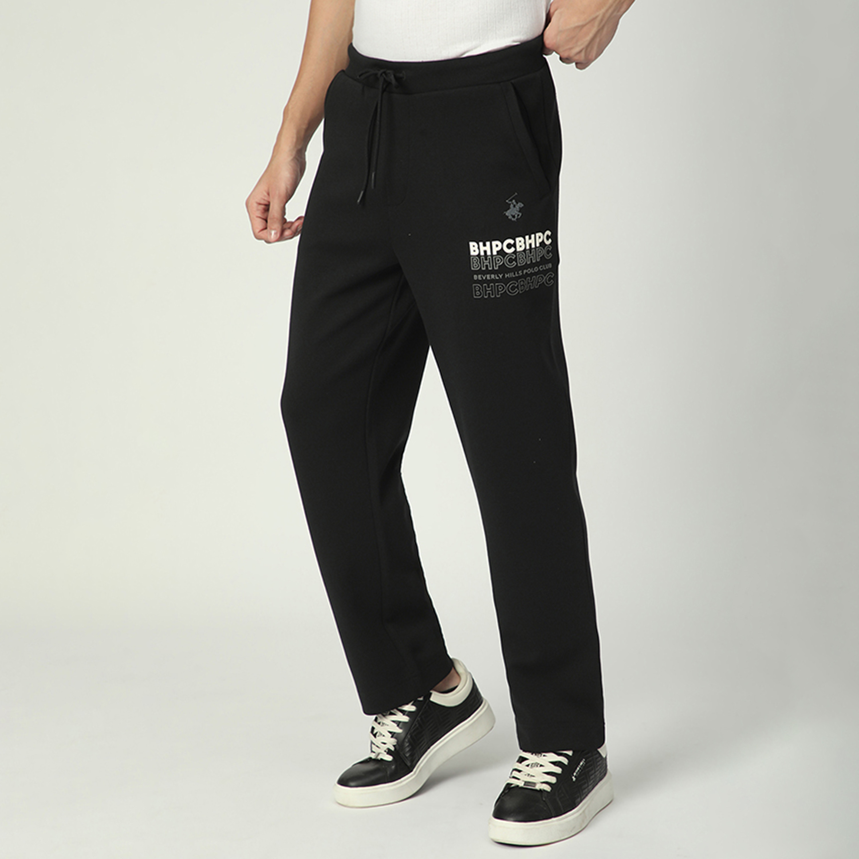 Beverly Hills Polo Club Plain Mid-Rise Drawstring Closure Men's Track Pants-men-clothing-bottoms-joggers-image-2