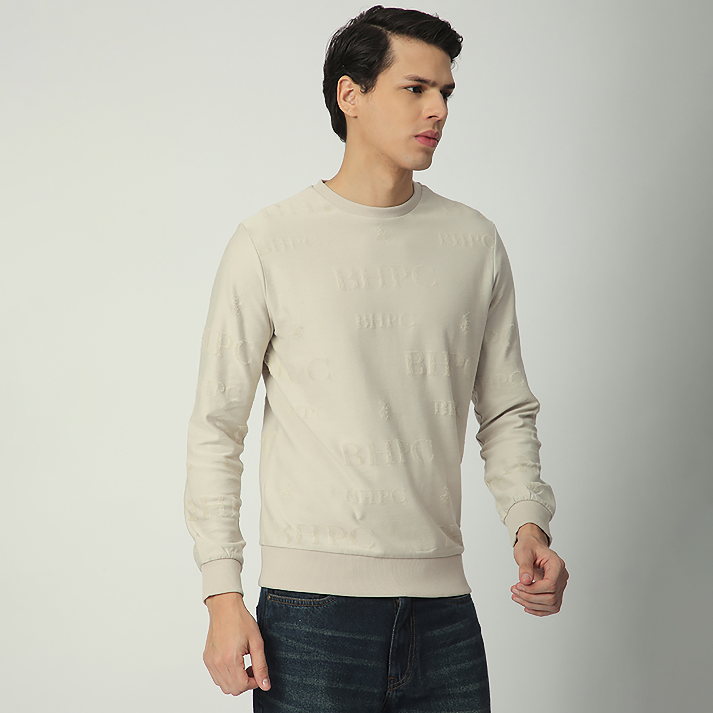 Beverly Hills Polo Club Jacquard Logo Round Neck Long Sleeves Men's Sweatshirt-men-winterwear-hoodiesandsweatshirts-image-4