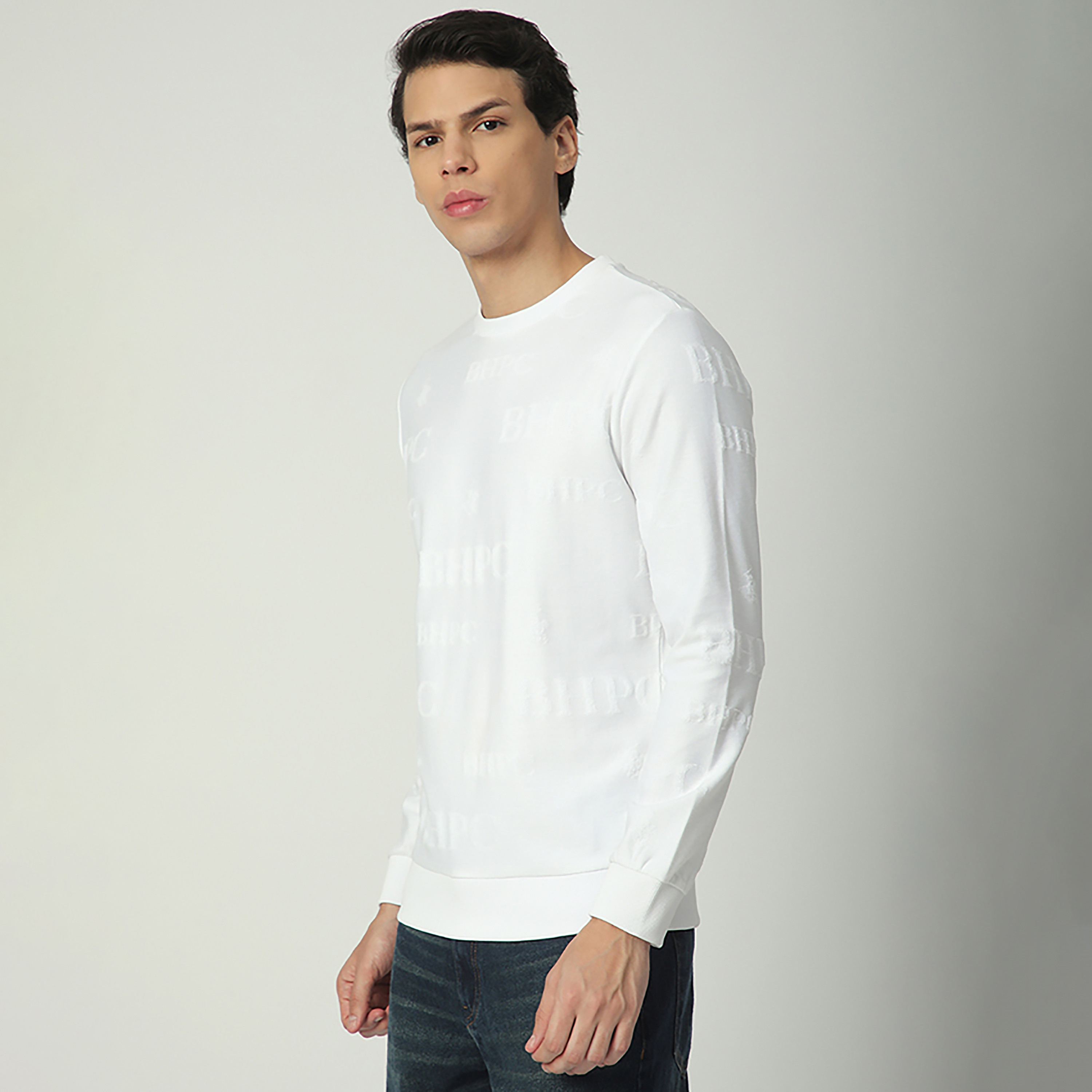 Beverly Hills Polo Club Jacquard Logo Round Neck Long Sleeves Men's Sweatshirt-men-winterwear-hoodiesandsweatshirts-image-2