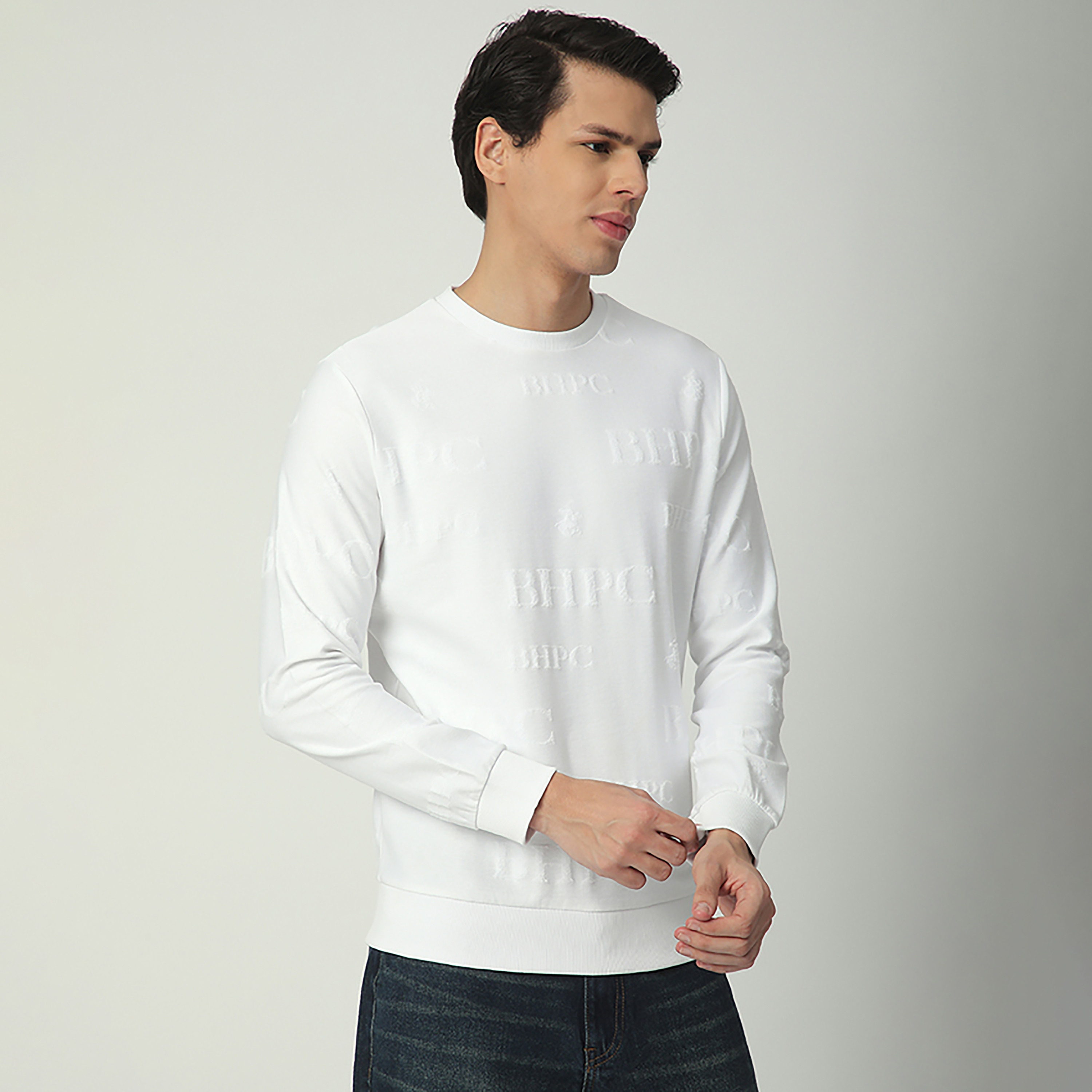 Beverly Hills Polo Club Jacquard Logo Round Neck Long Sleeves Men's Sweatshirt-men-winterwear-hoodiesandsweatshirts-image-9