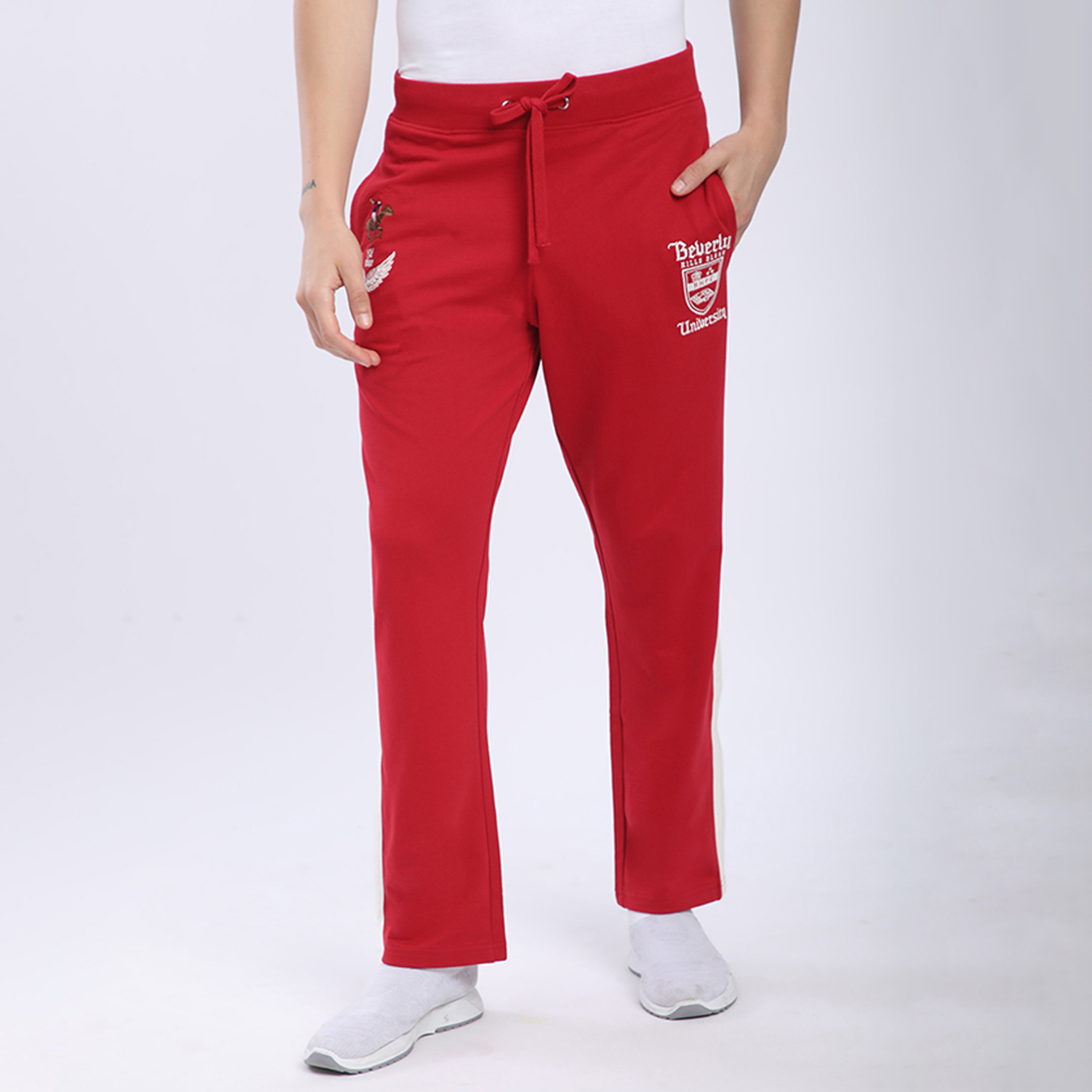 Beverly Hills Polo Club Plain Mid-Rise Drawstring Closure Men's Track Pants-men-clothing-bottoms-joggers-image-1