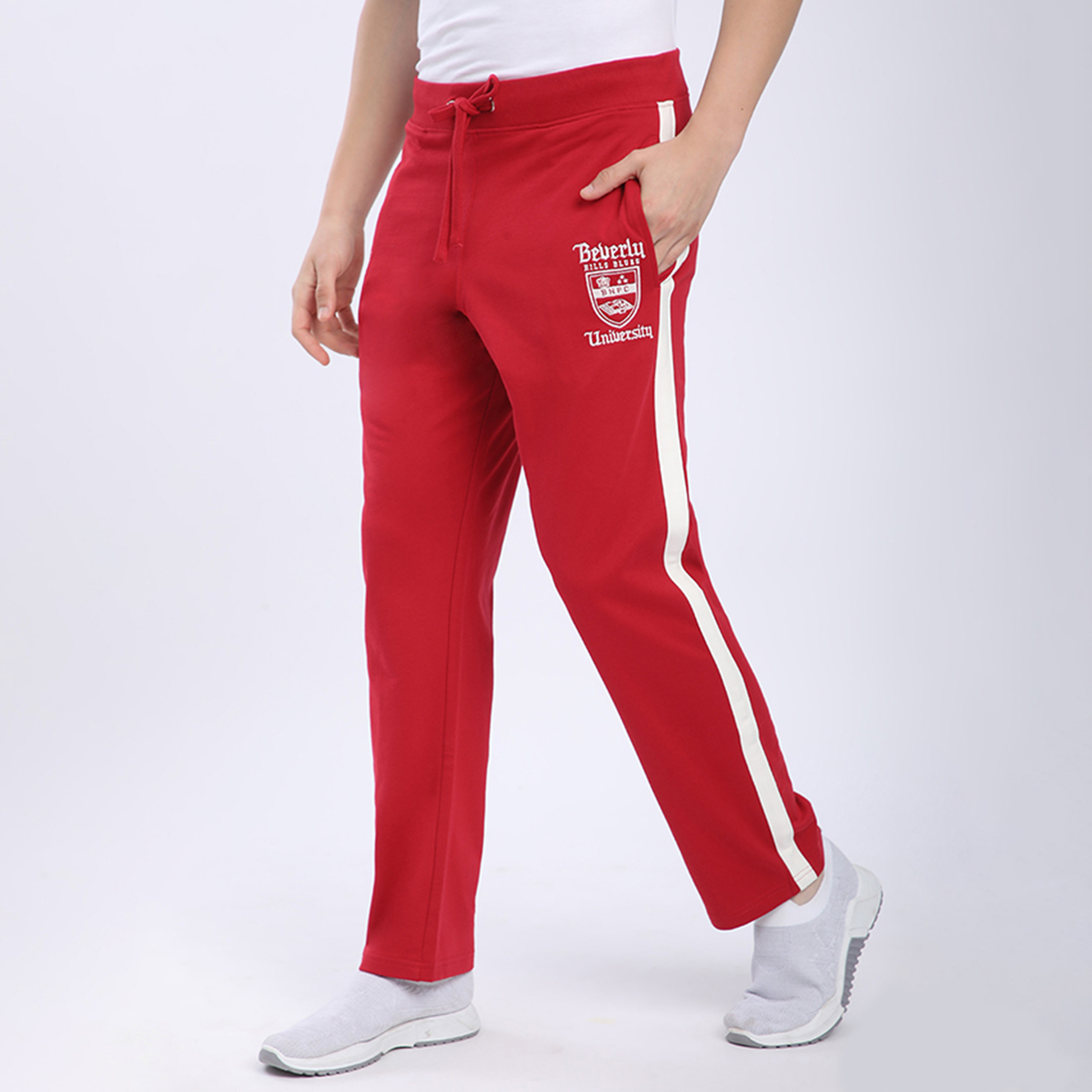 Beverly Hills Polo Club Plain Mid-Rise Drawstring Closure Men's Track Pants-men-clothing-bottoms-joggers-image-2
