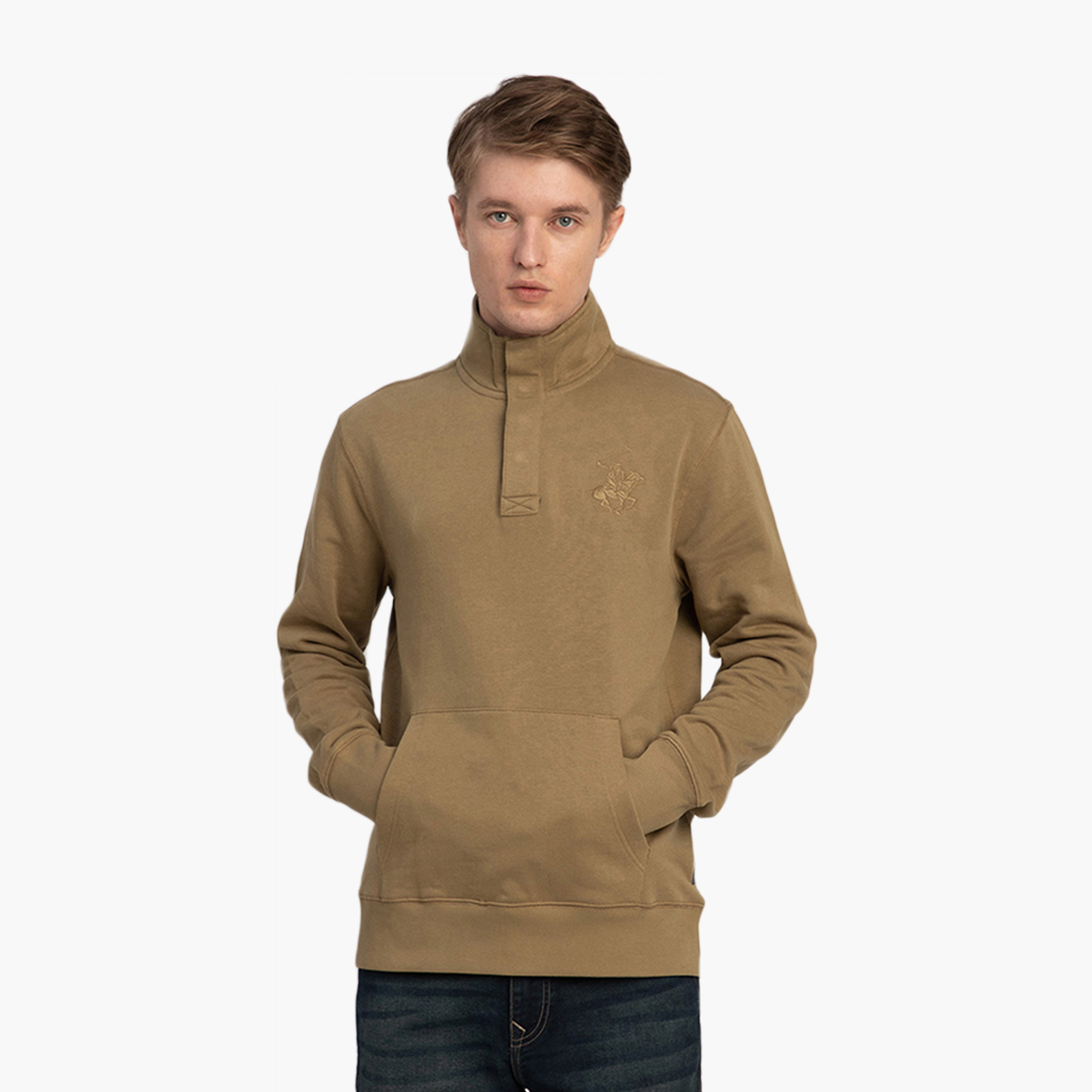 Beverly Hills Polo Club Plain High Neck Long Sleeves Men's Sweatshirt-men-winterwear-hoodiesandsweatshirts-image-1