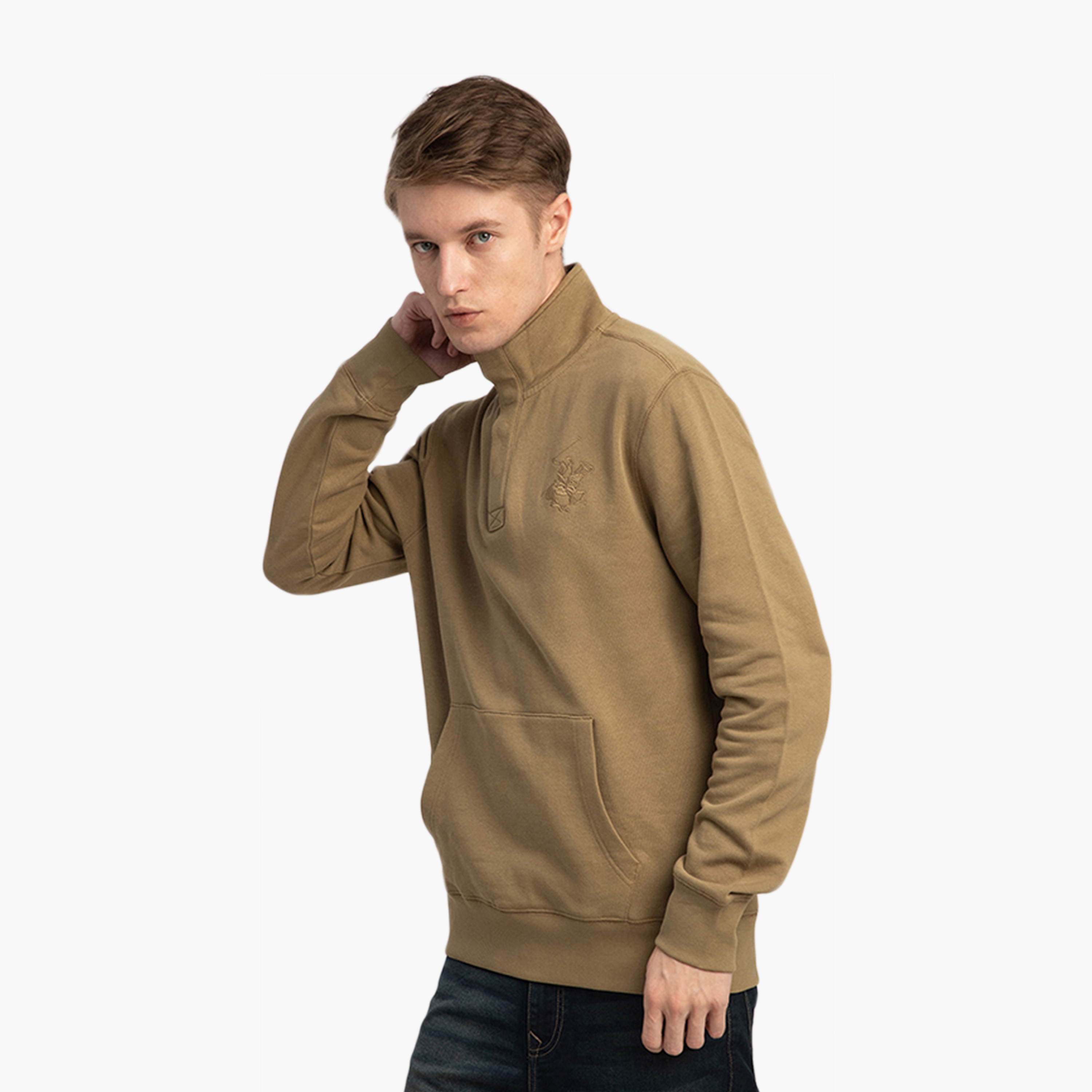 Beverly Hills Polo Club Plain High Neck Long Sleeves Men's Sweatshirt-men-winterwear-hoodiesandsweatshirts-image-2