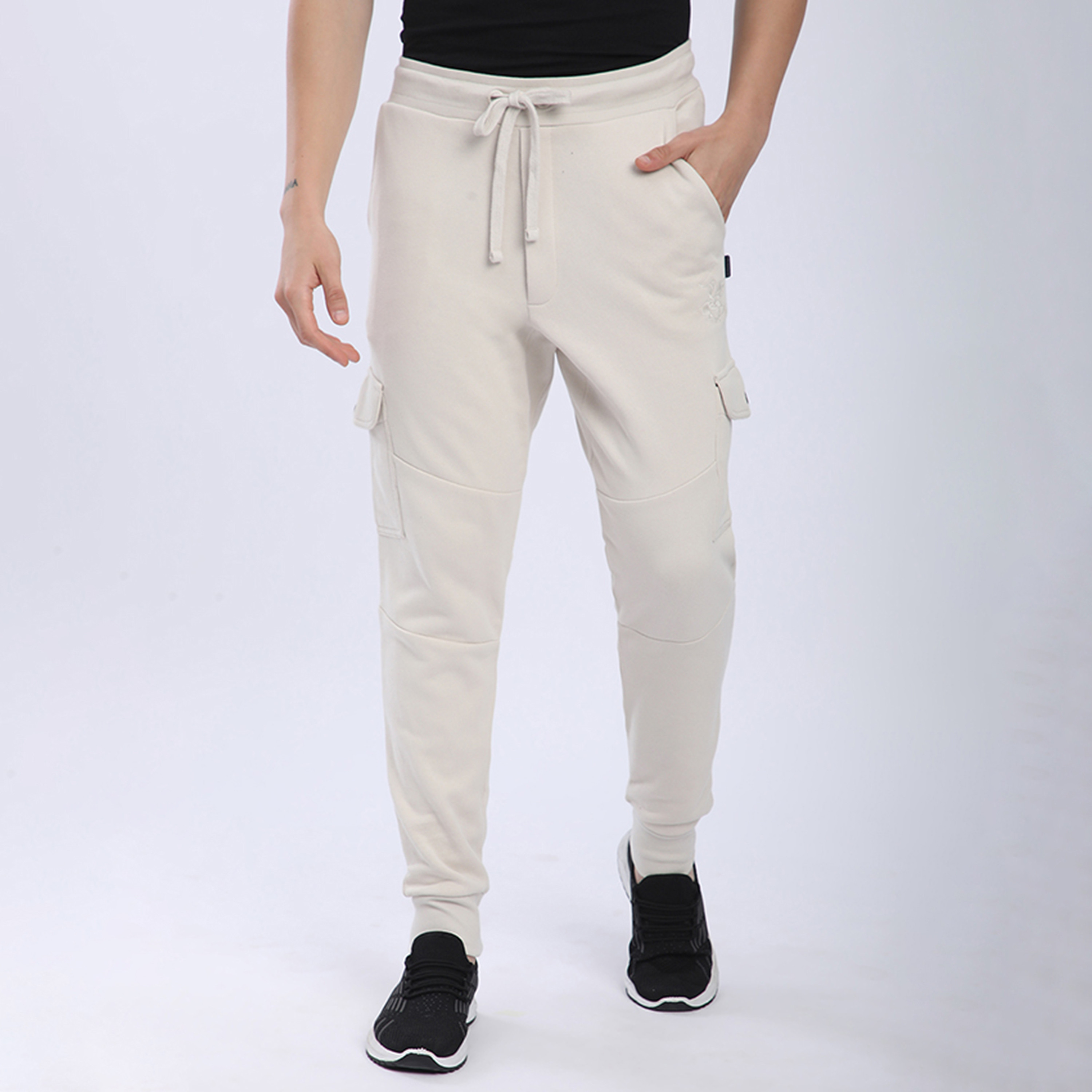 Beverly Hills Polo Club Plain Mid-Rise Drawstring Closure Men's Track Pants-men-clothing-bottoms-joggers-image-1