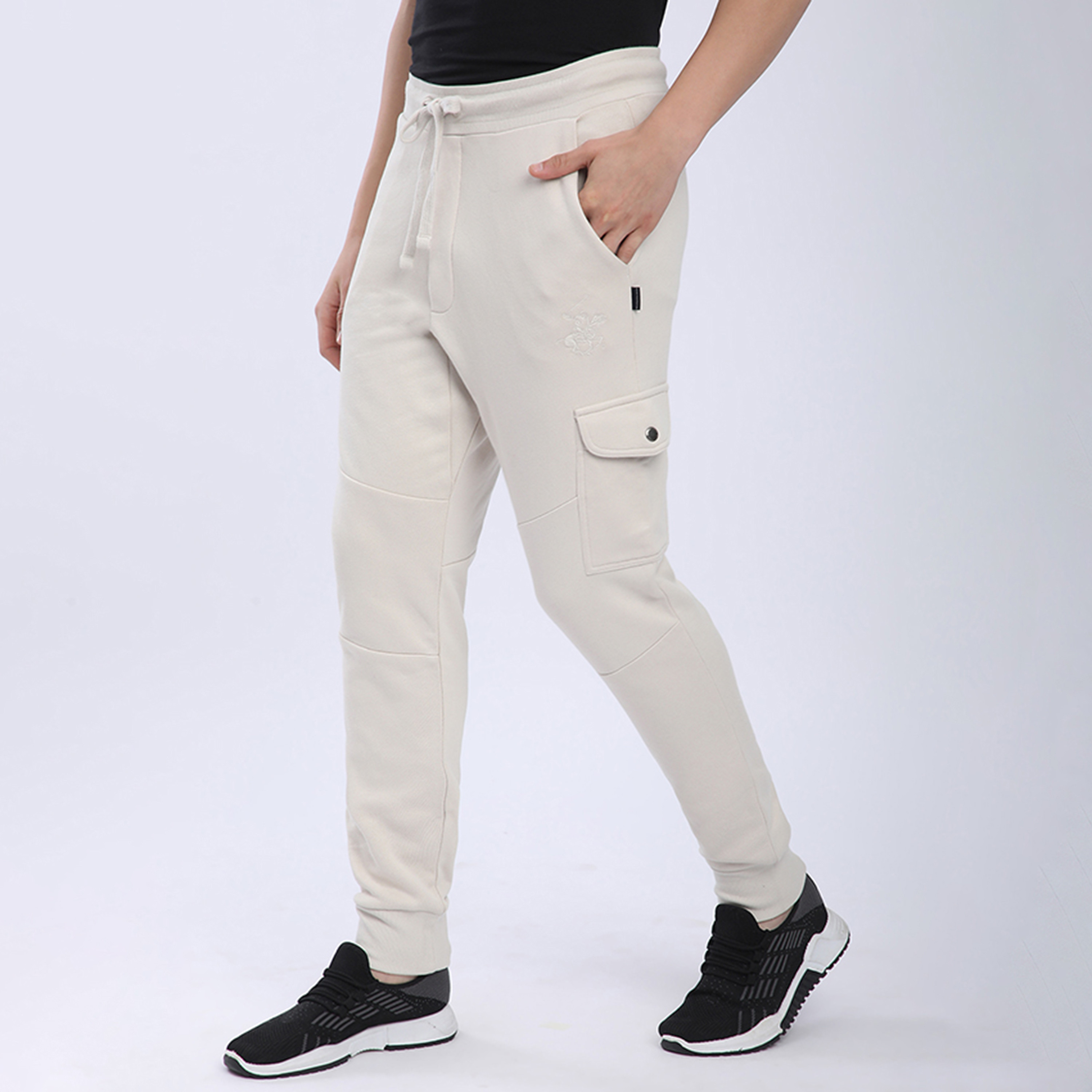 Beverly Hills Polo Club Plain Mid-Rise Drawstring Closure Men's Track Pants-men-clothing-bottoms-joggers-image-2