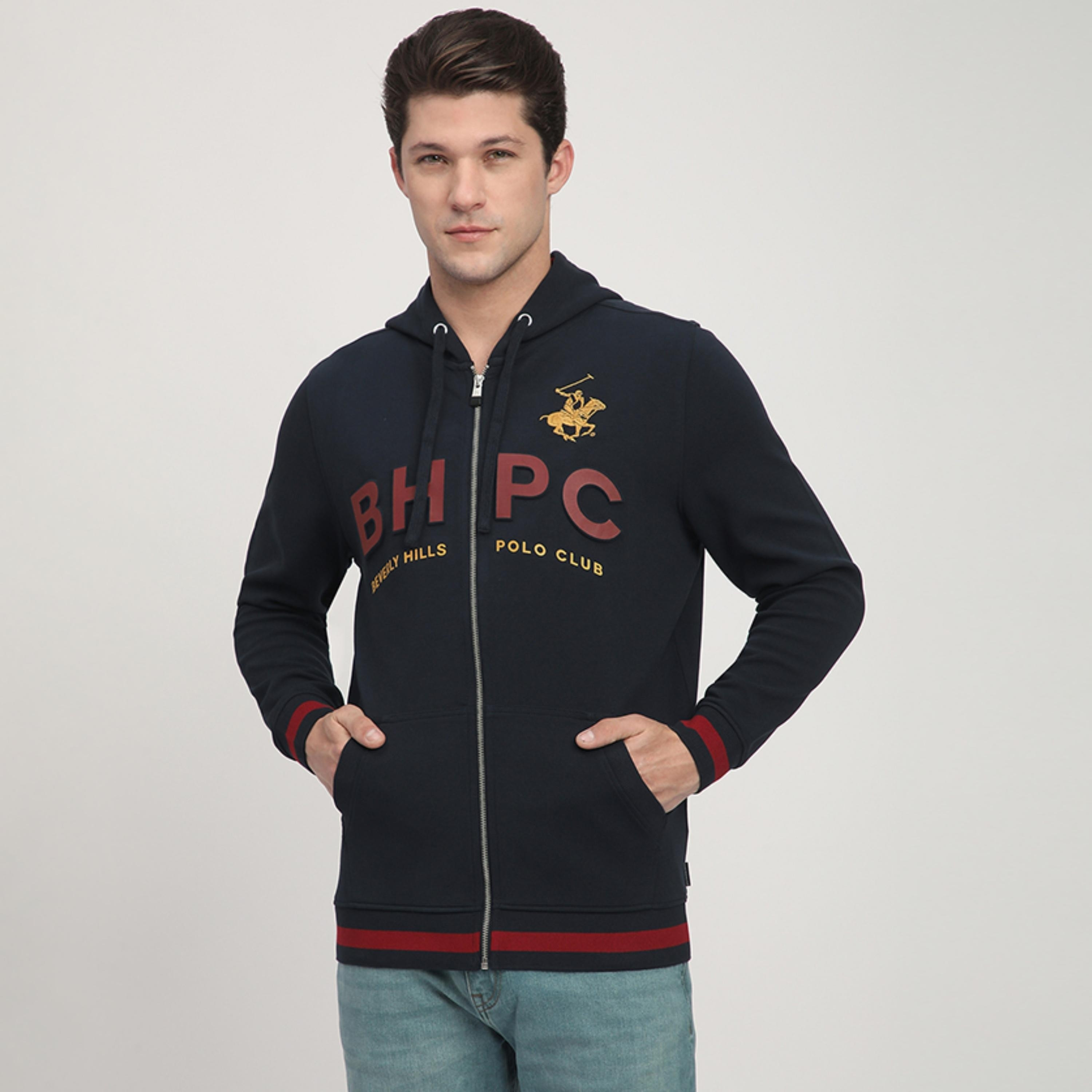 هودي رجالي بأكمام طويلة وسحاب وشعار منقوش من بيفرلي هيلز بولو كلوب-men-winterwear-hoodiesandsweatshirts-image-1