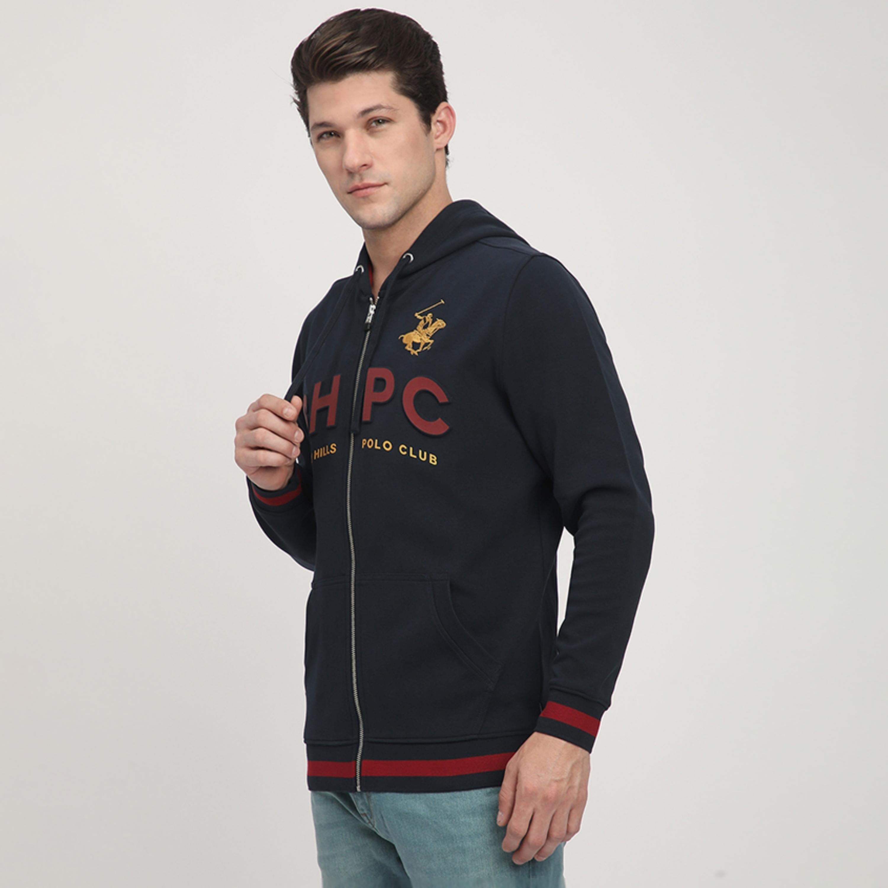 هودي رجالي بأكمام طويلة وسحاب وشعار منقوش من بيفرلي هيلز بولو كلوب-men-winterwear-hoodiesandsweatshirts-image-2