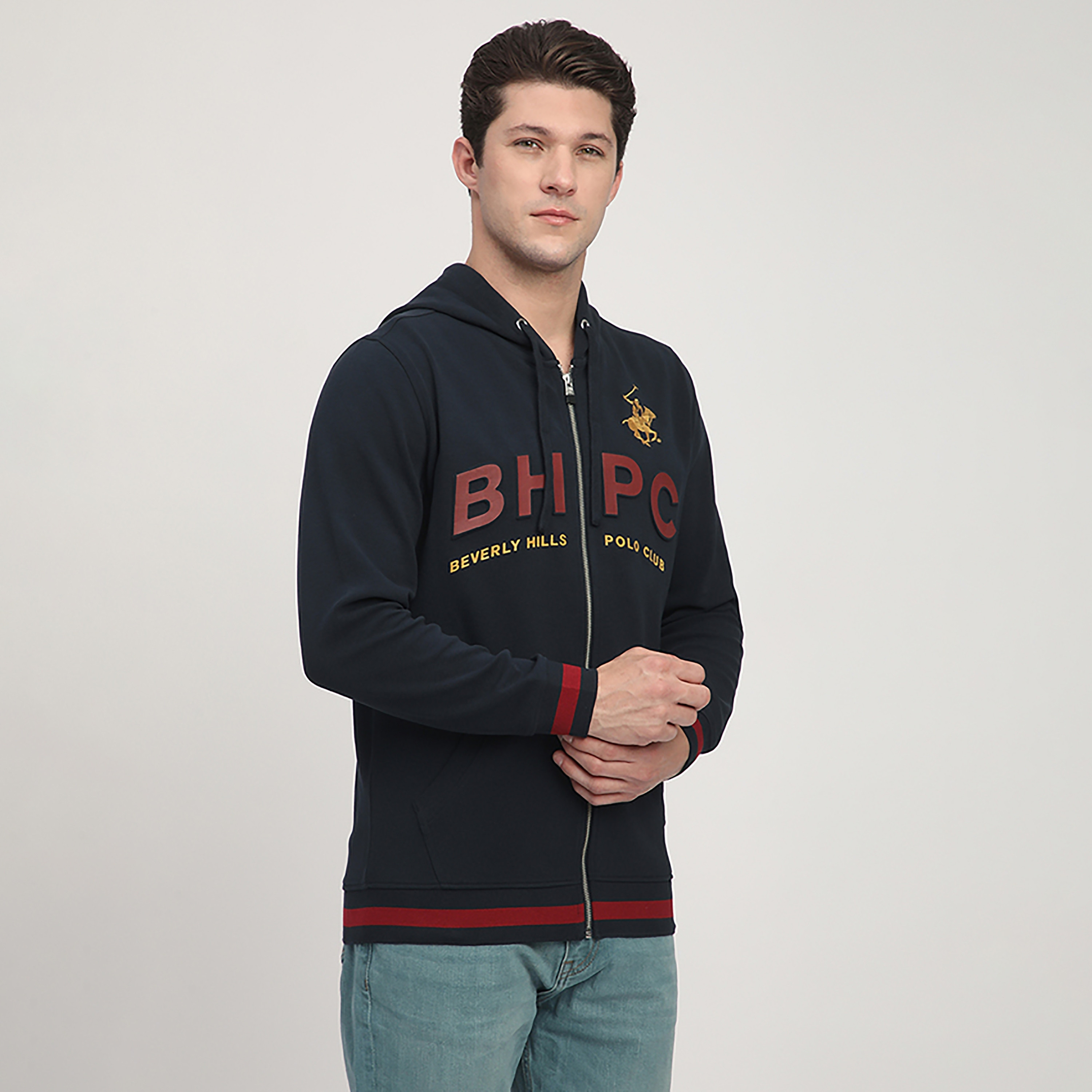 هودي رجالي بأكمام طويلة وسحاب وشعار منقوش من بيفرلي هيلز بولو كلوب-men-winterwear-hoodiesandsweatshirts-image-3