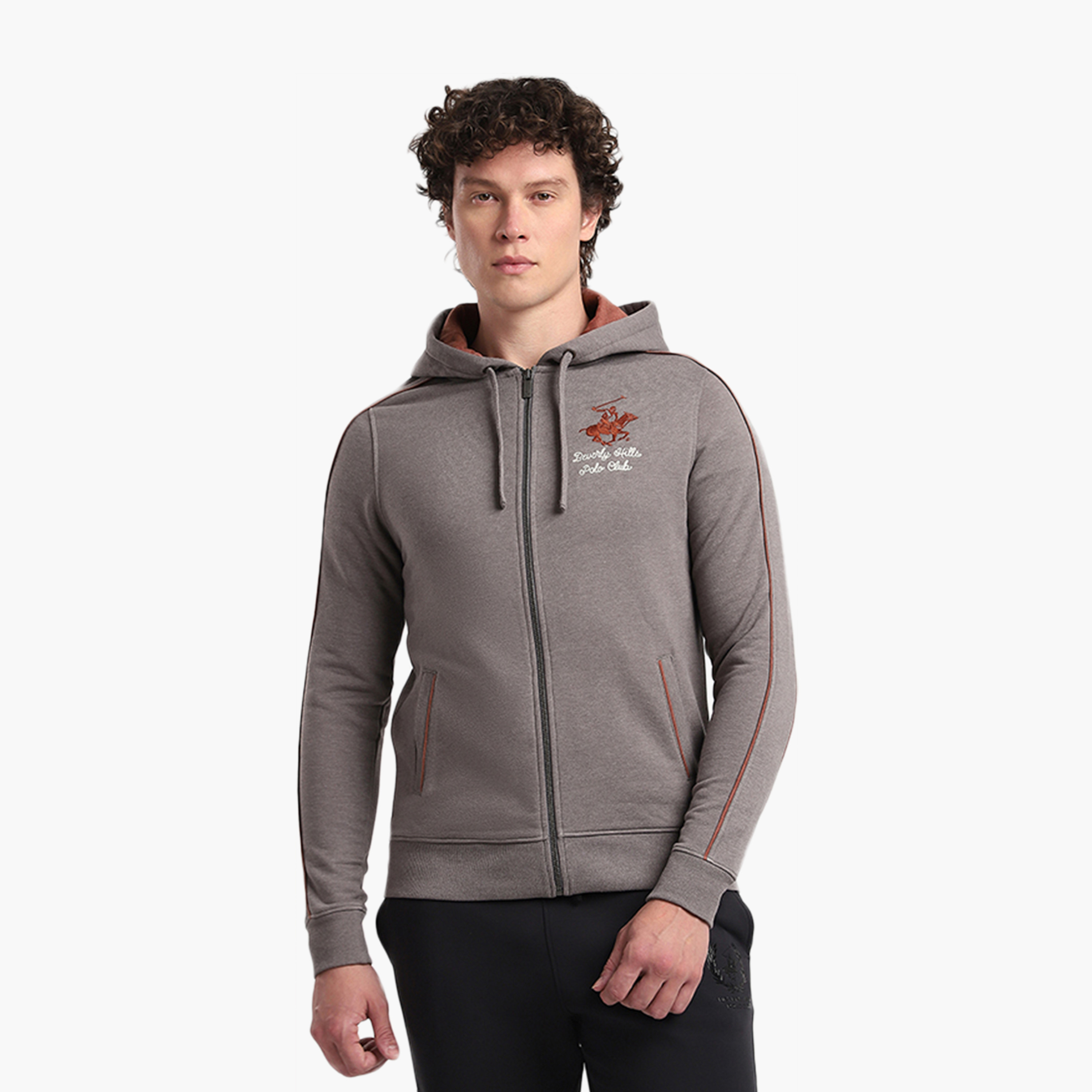 Beverly Hills Polo Club Applique Hooded Neck Long Sleeves Men's Zip Through Sweatshirt-men-winterwear-hoodiesandsweatshirts-image-1