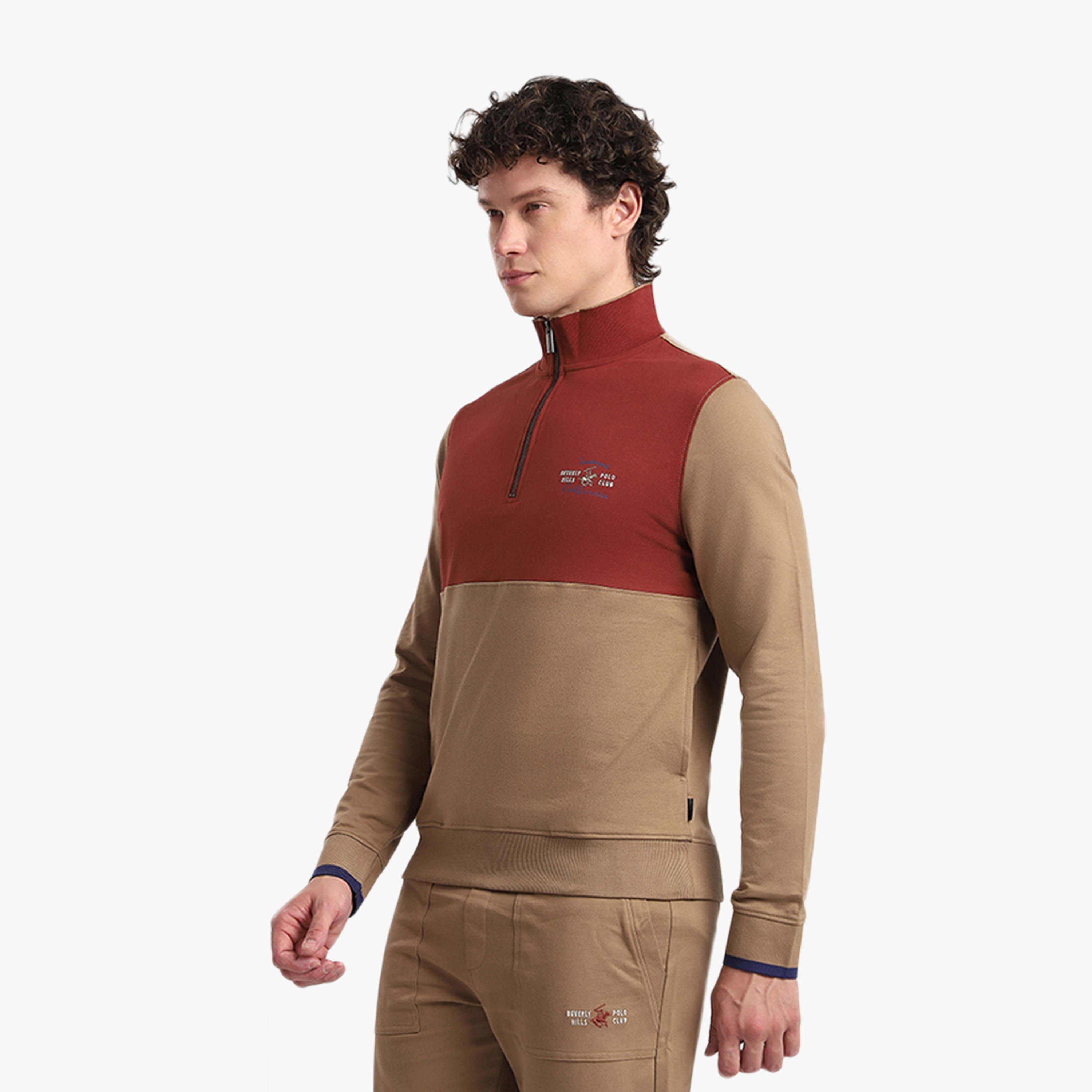 Beverly Hills Polo Club Color-Block High Neck Long Sleeves Men's Sweatshirt-men-winterwear-hoodiesandsweatshirts-image-2