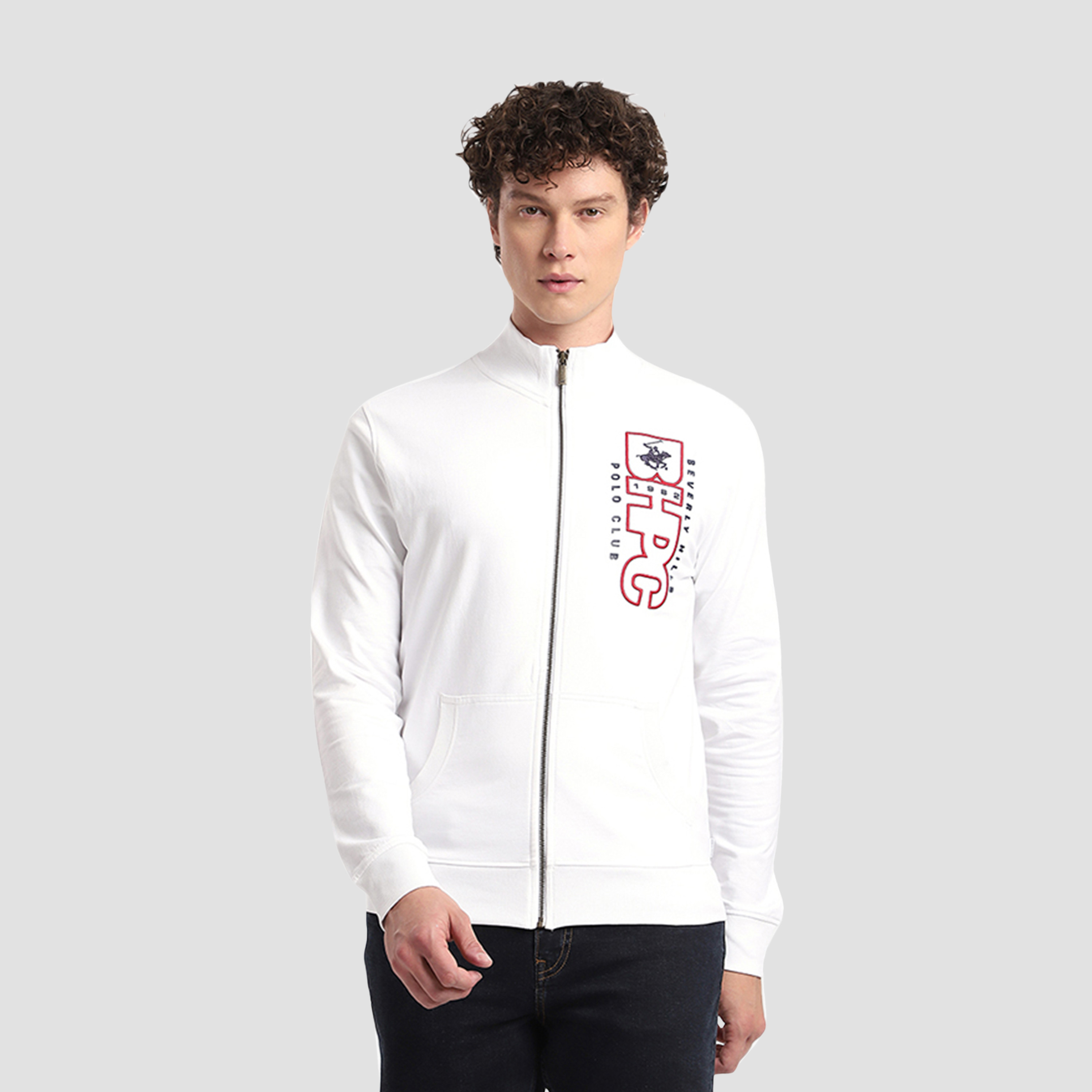 Beverly Hills Polo Club Embroidered High Neck Long Sleeves Men's Zip Through Sweatshirt-men-winterwear-hoodiesandsweatshirts-image-1