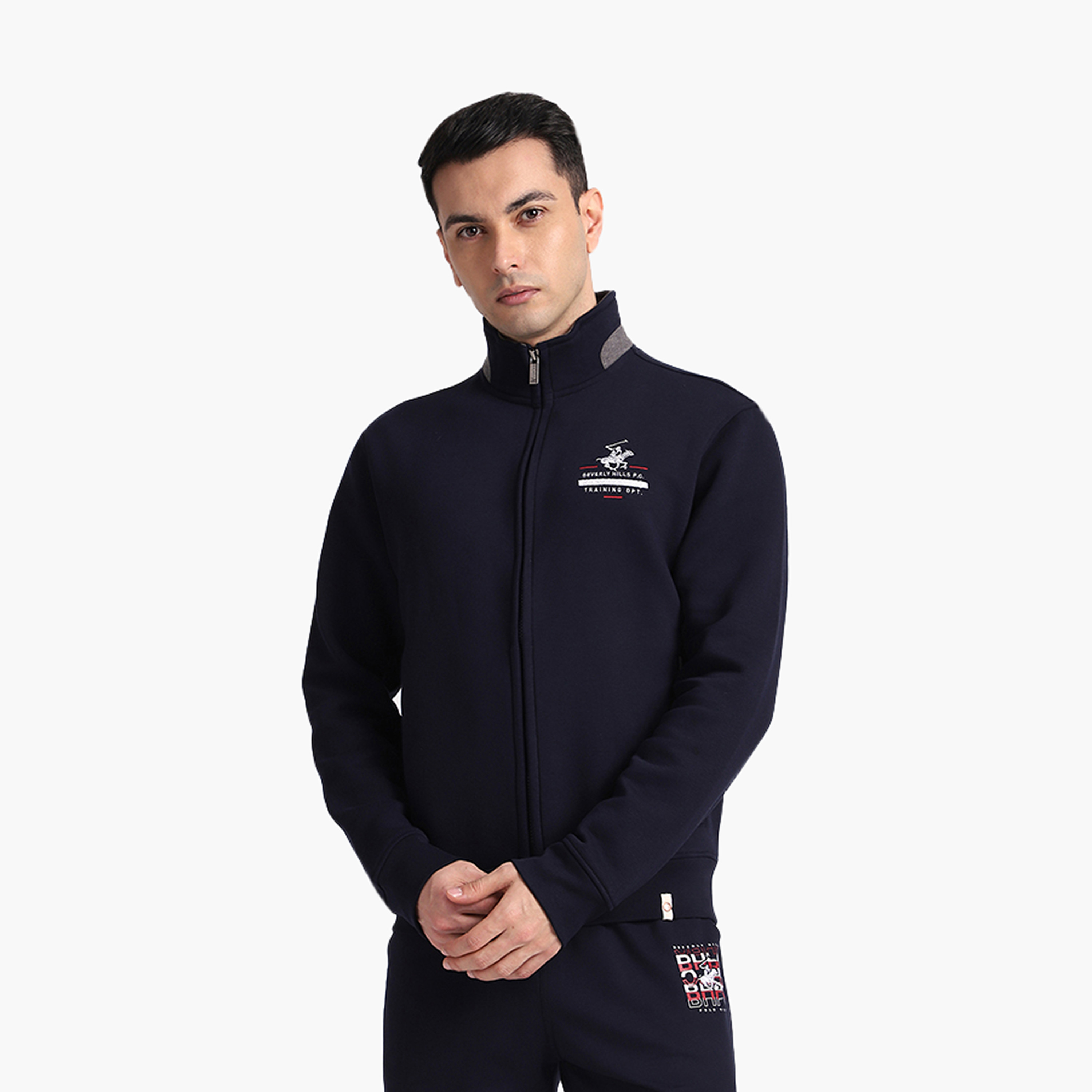 سويت شيرت سادة بياقة عالية وأكمام طويلة بسحاب من بيفرلي هيلز بولو كلوب-men-winterwear-hoodiesandsweatshirts-image-1
