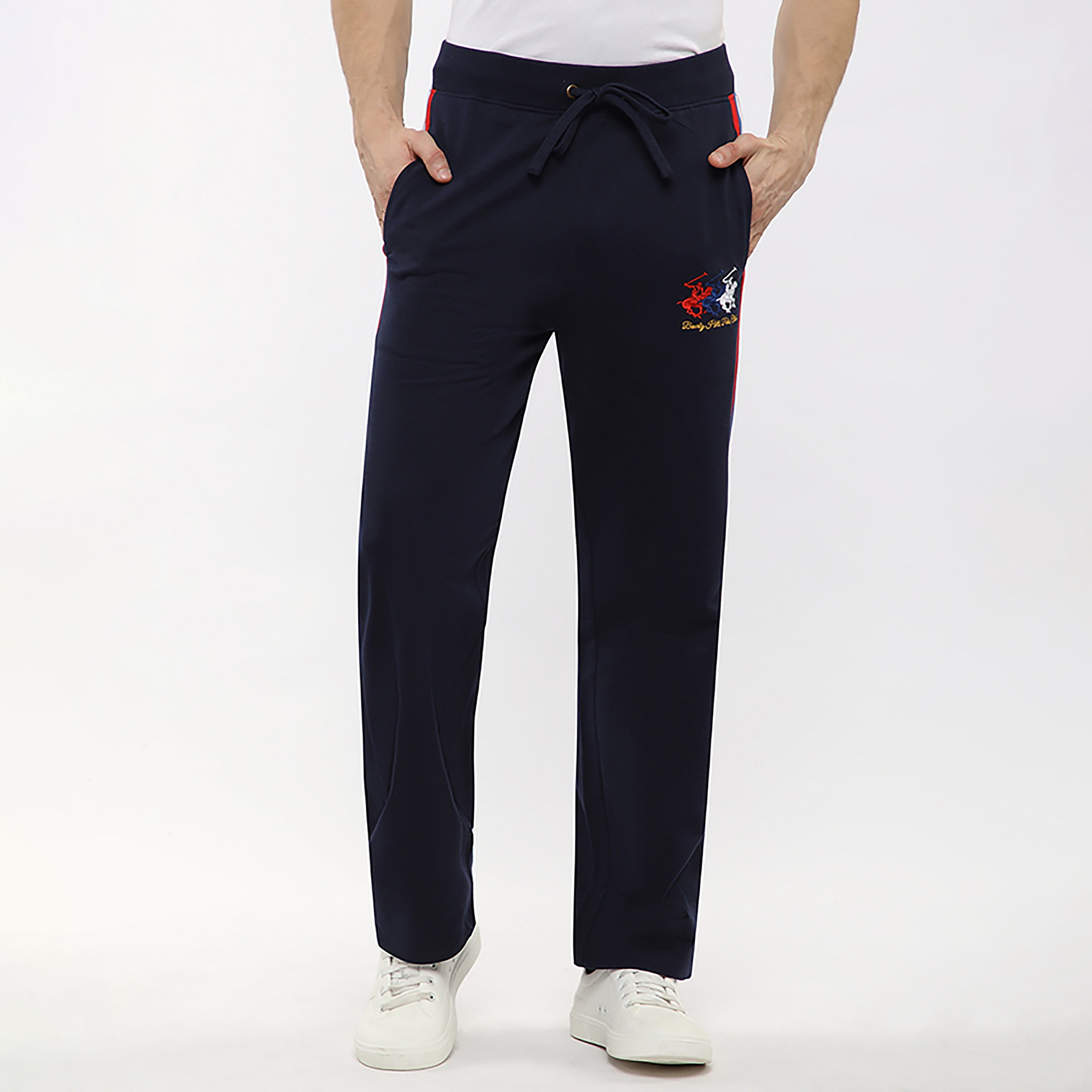بنطلون رياضي رجالي سادة برباط شد وخصر متوسط الارتفاع من بيفرلي هيلز بولو كلوب-men-clothing-bottoms-joggers-image-1