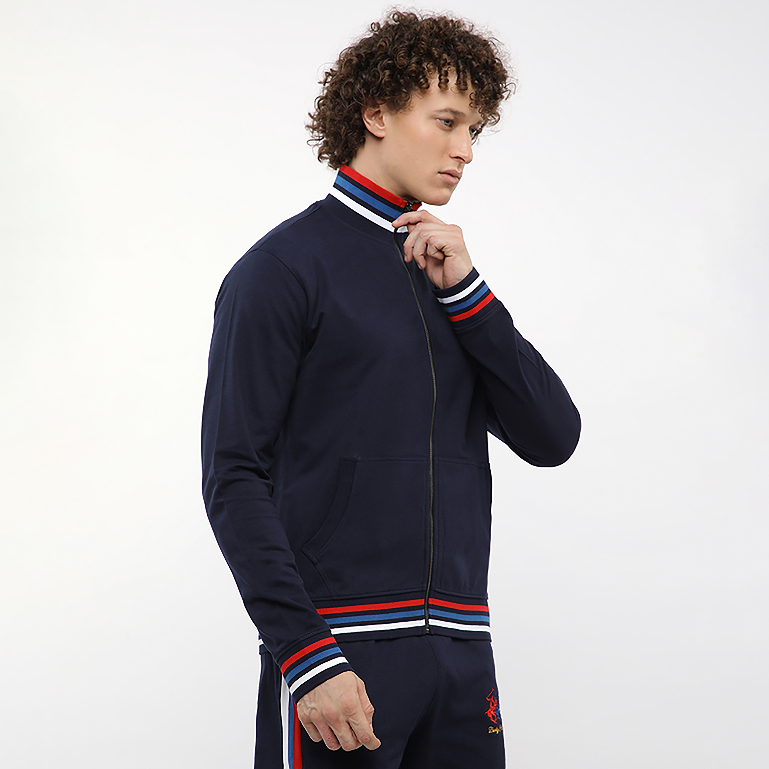 Beverly Hills Polo Club Plain High Neck Long Sleeves Men's Zip Through Sweatshirt-men-winterwear-hoodiesandsweatshirts-image-3