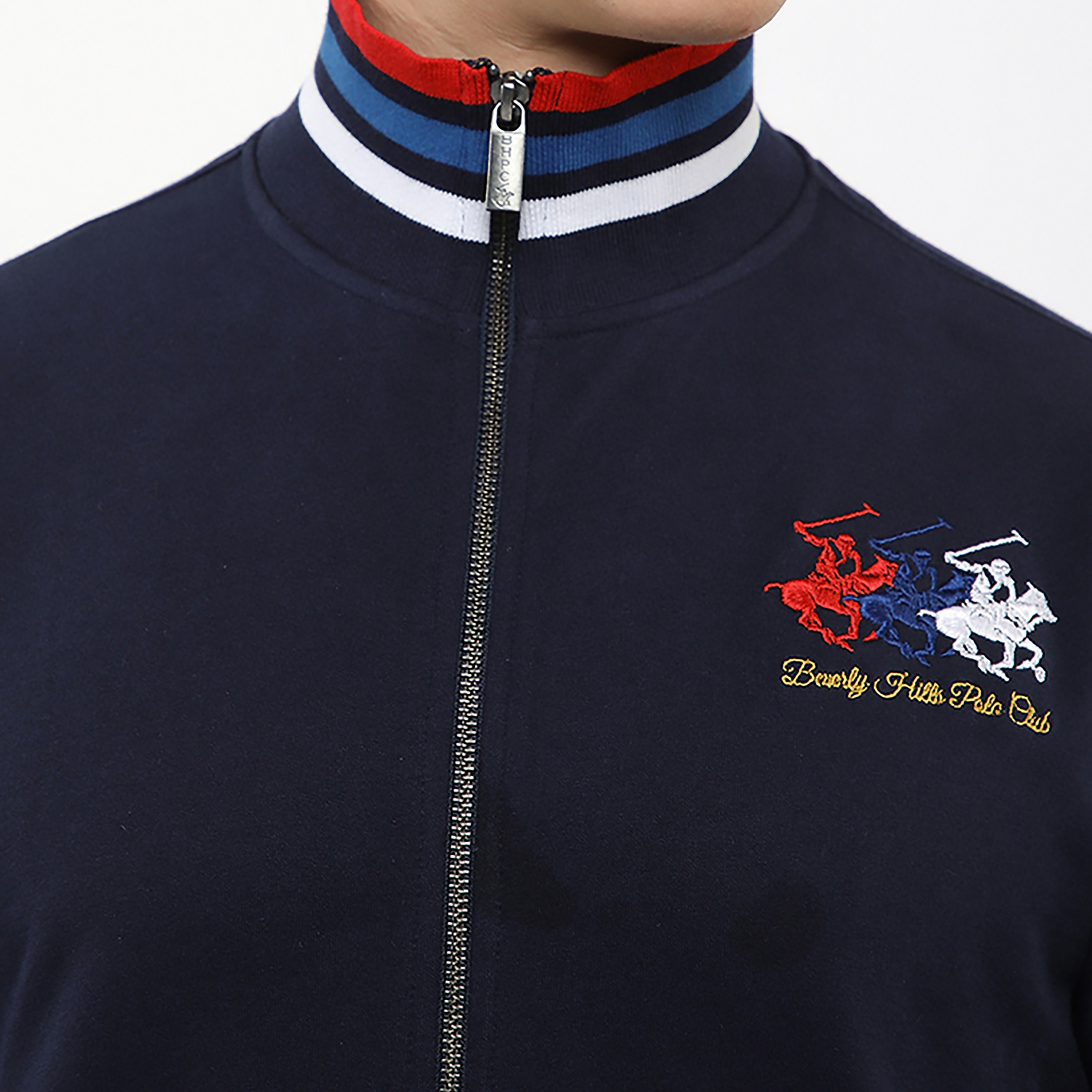 Beverly Hills Polo Club Plain High Neck Long Sleeves Men's Zip Through Sweatshirt-men-winterwear-hoodiesandsweatshirts-image-5