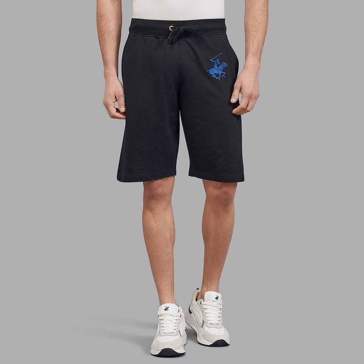شورتز بيفرلي هيلز بولو كلوب بلون اسود سادة برباط مع جيب خاص للرجال-men-clothing-bottoms-shorts-image-1