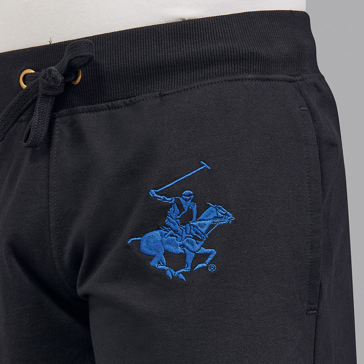 شورتز بيفرلي هيلز بولو كلوب بلون اسود سادة برباط مع جيب خاص للرجال-men-clothing-bottoms-shorts-image-3