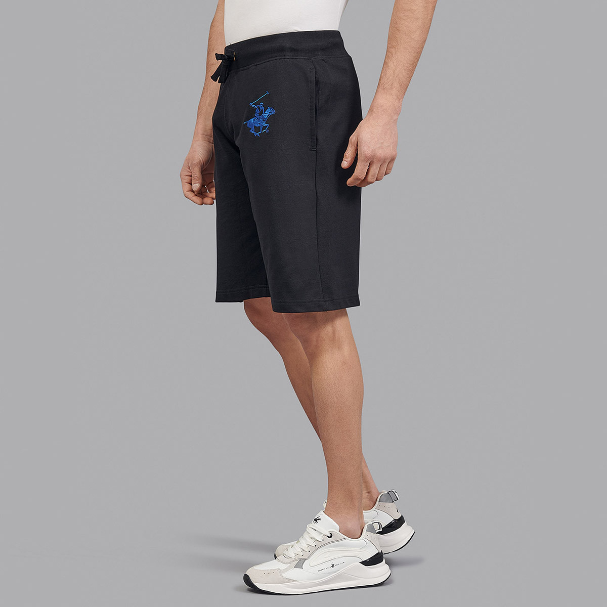 شورتز بيفرلي هيلز بولو كلوب بلون اسود سادة برباط مع جيب خاص للرجال-men-clothing-bottoms-shorts-image-4