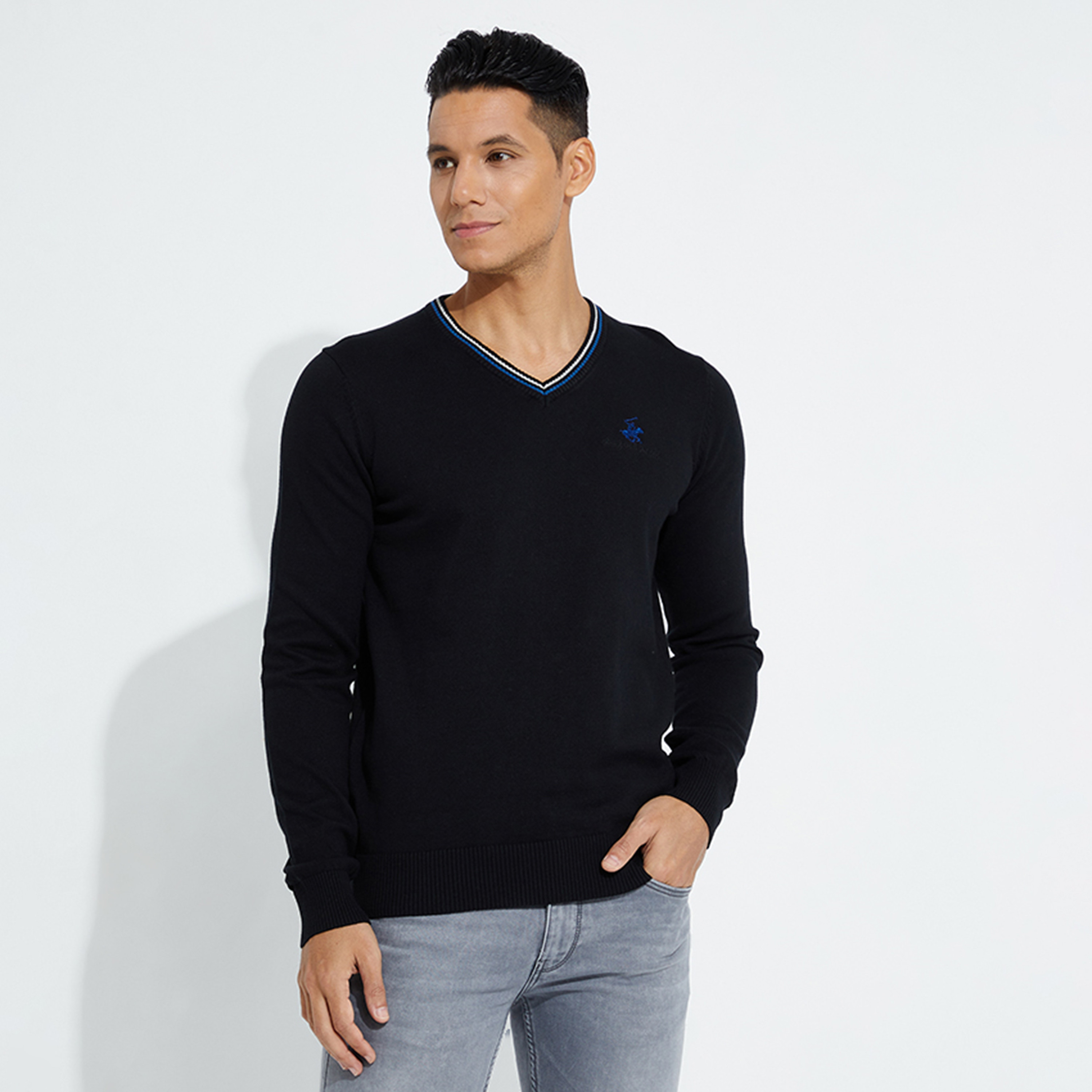 Beverly Hills Polo Club Embroidered Logo V-Neck Long Sleeves Pullover-men-clothing-sweatersandpullovers-image-1