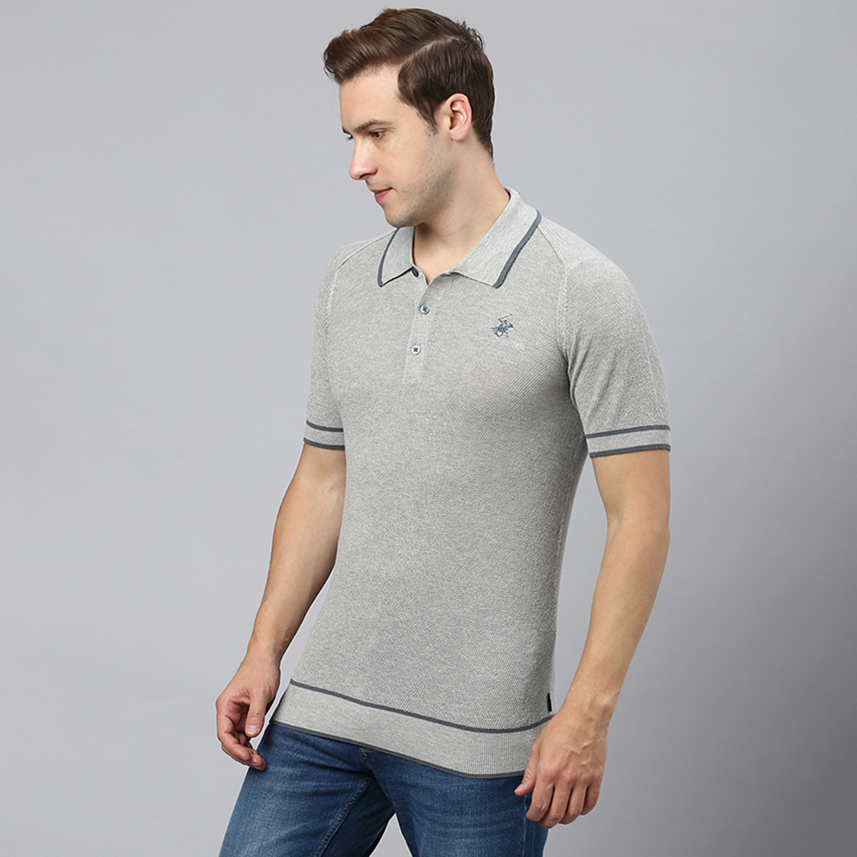 Beverly Hills Polo Club Embroidered Logo Collared Short Sleeves Polo Sweater-men-clothing-sweatersandpullovers-image-2