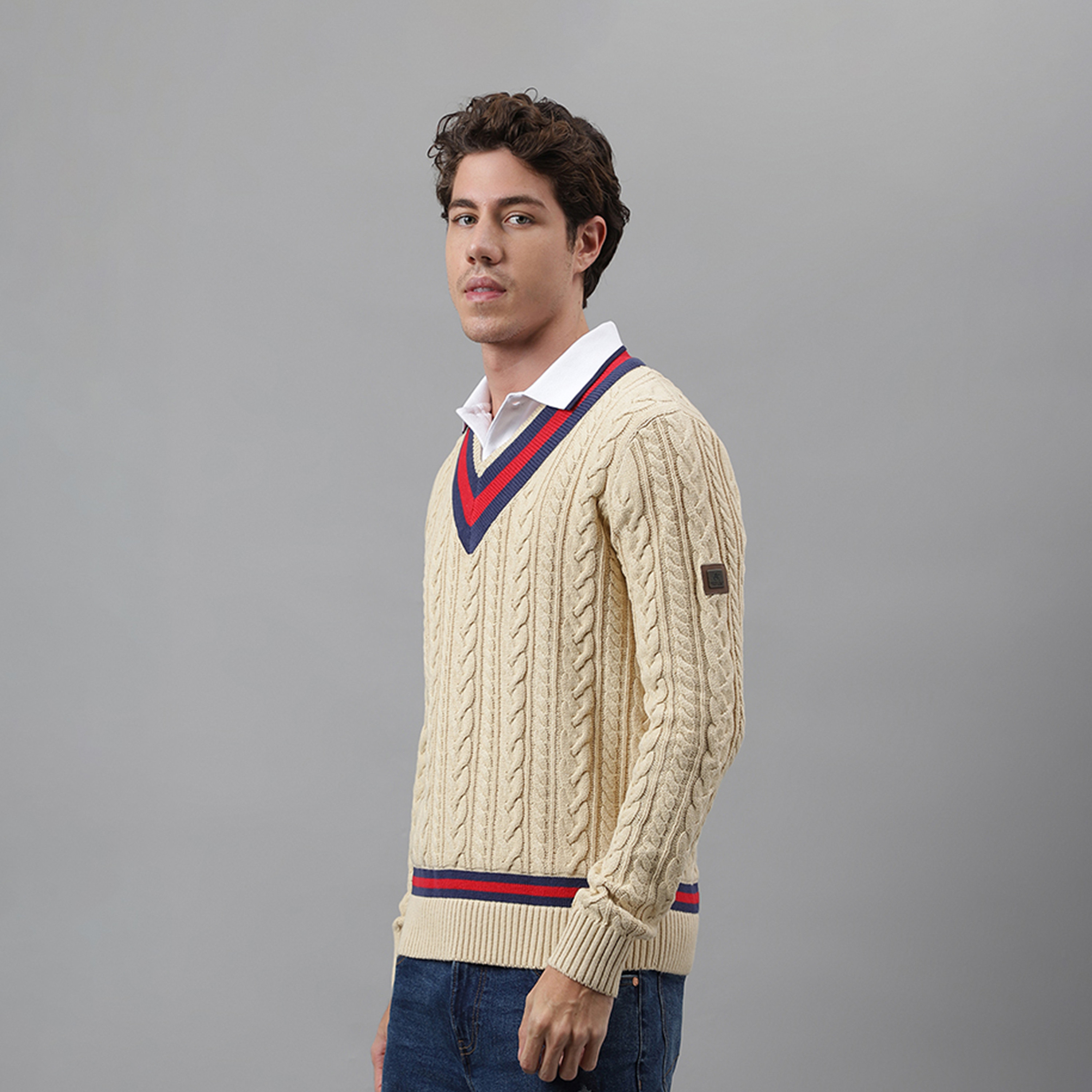 Beverly Hills Polo Club Textured V-neck Long Sleeve Woven Pullover-men-clothing-sweatersandpullovers-image-2