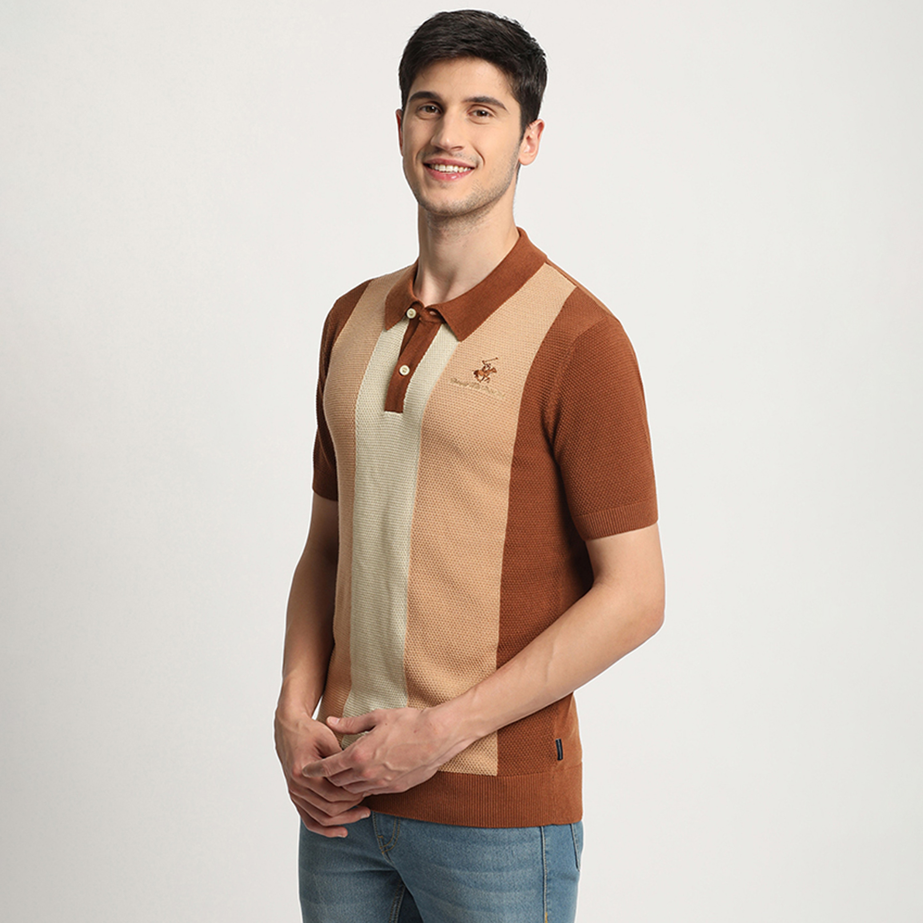 تي شيرت بولو من بيفرلي هيلز بولو كلوب وأكمام قصيرة مع كولور بلوك-men-clothing-tshirtsandpolos-polos-image-6