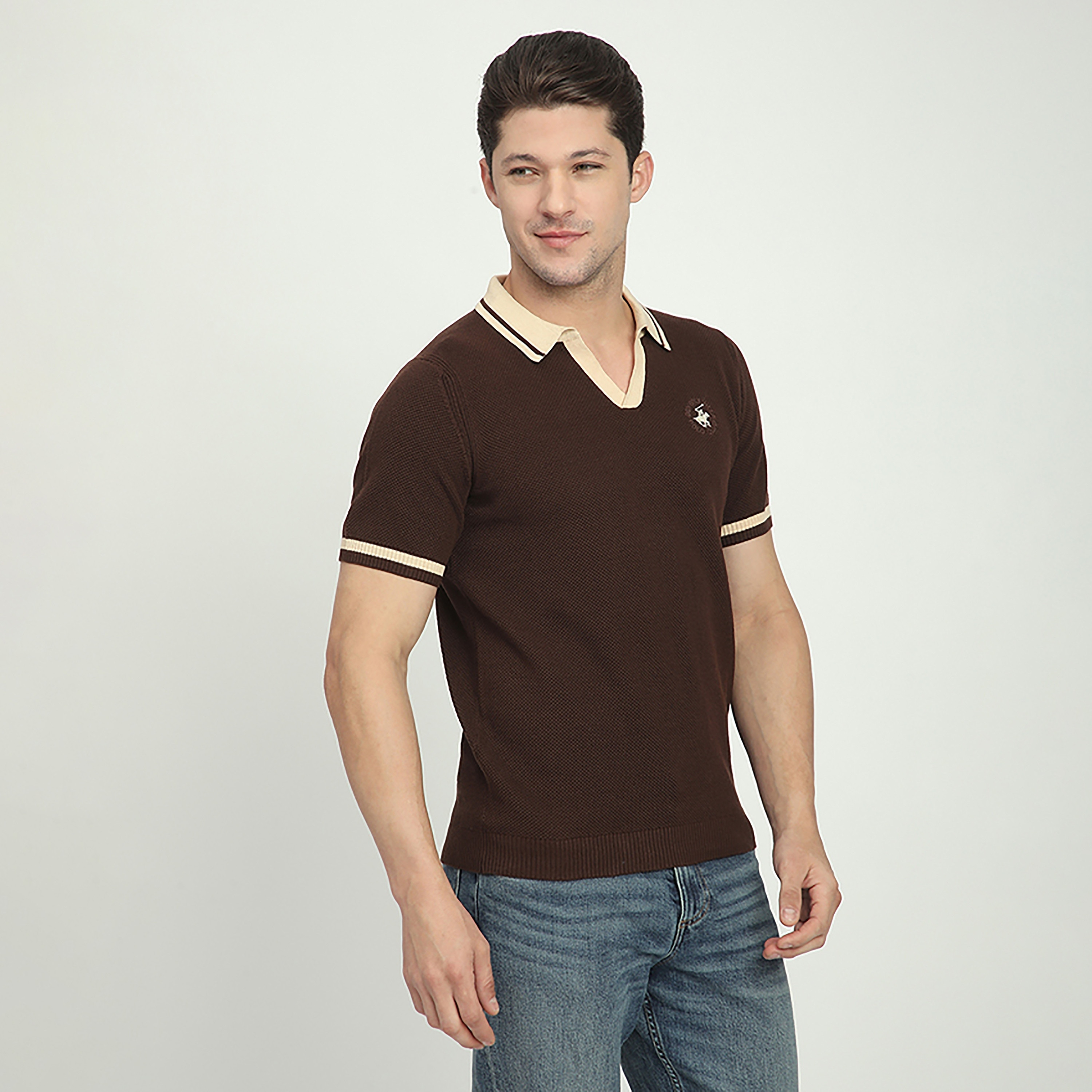 تي شيرت بولو رجالي بأكمام قصيرة وياقة جوني منقوش من بيفرلي هيلز بولو كلوب-men-clothing-tshirtsandpolos-polos-image-3