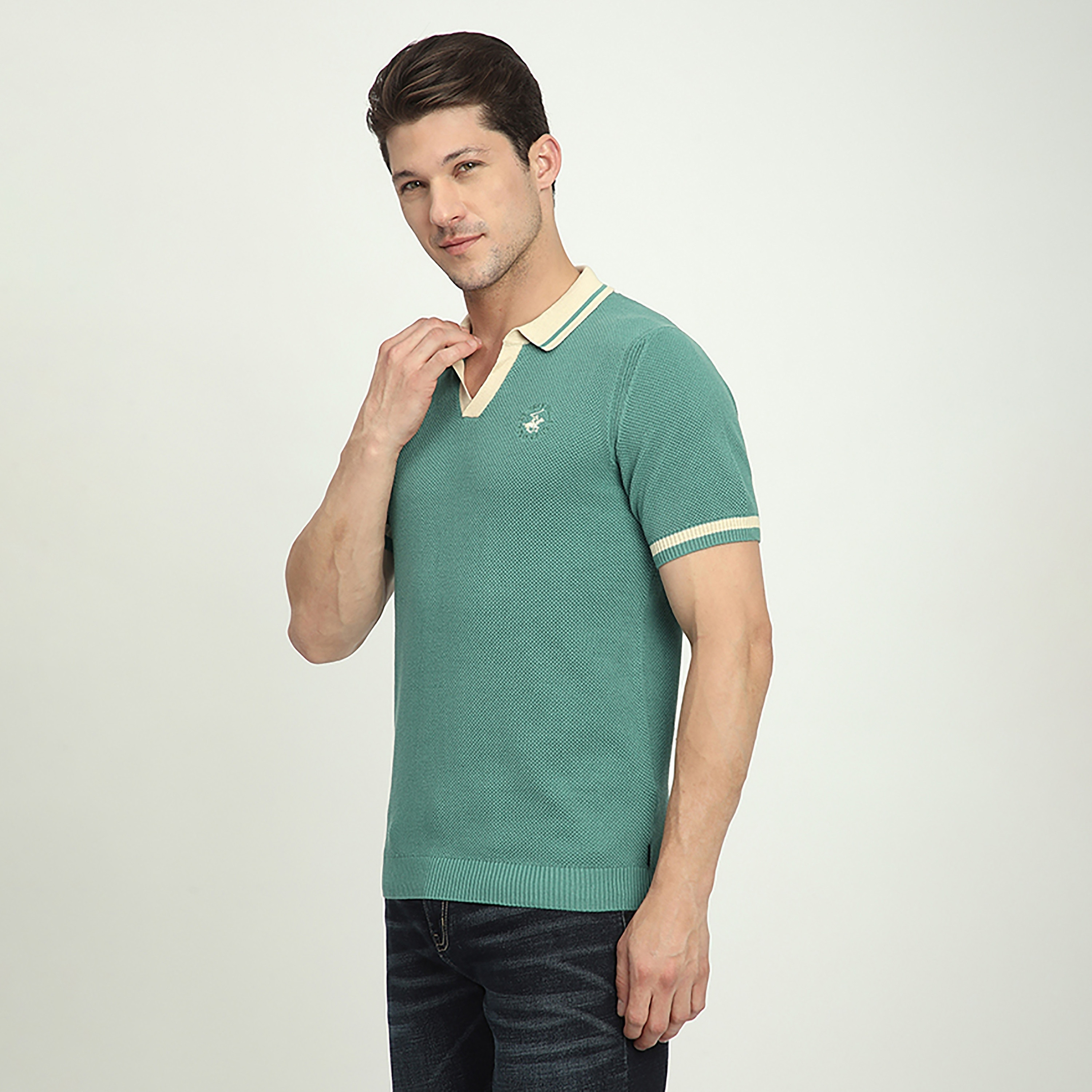 تي شيرت بولو رجالي بأكمام قصيرة وياقة جوني منقوش من بيفرلي هيلز بولو كلوب-men-clothing-tshirtsandpolos-polos-image-6