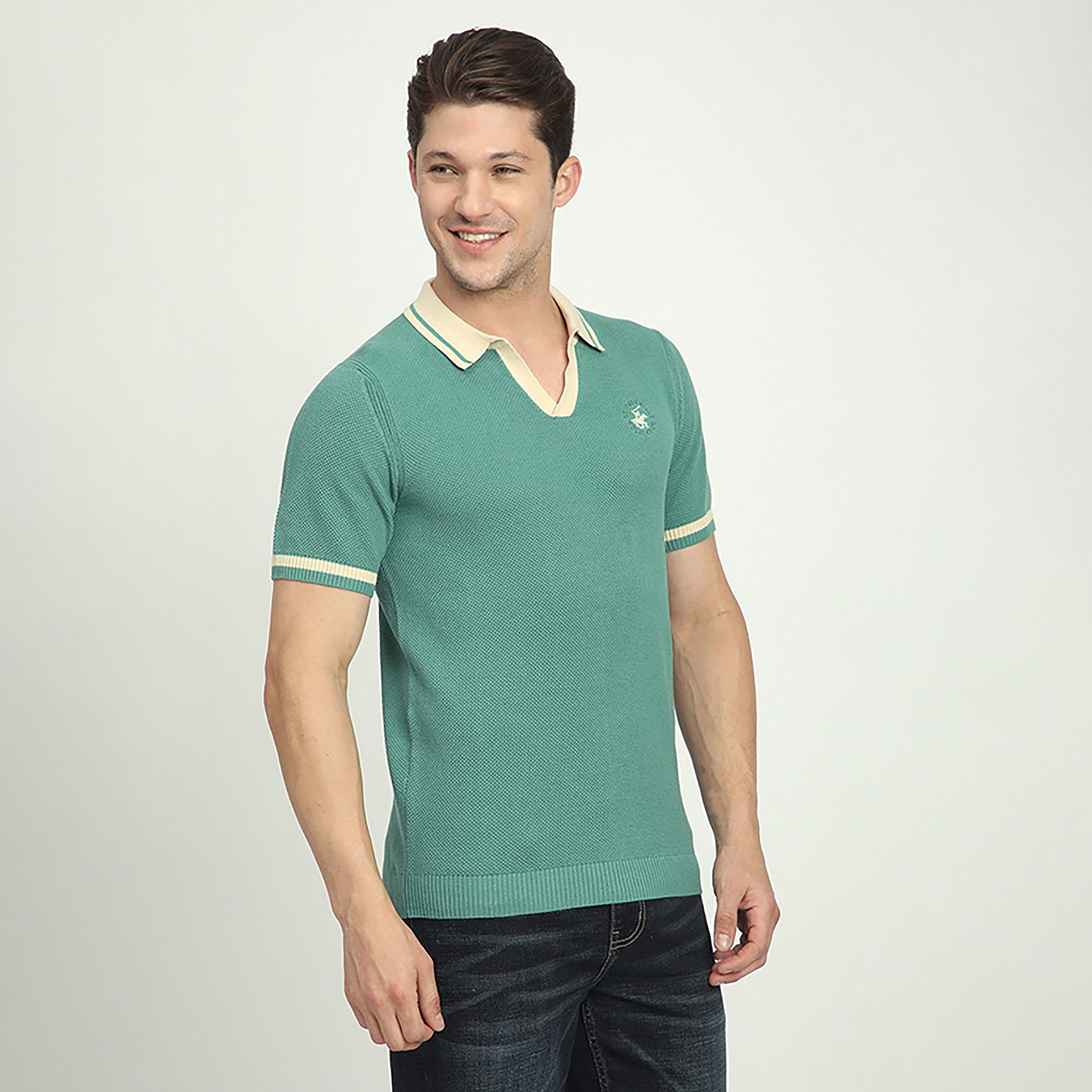 تي شيرت بولو رجالي بأكمام قصيرة وياقة جوني منقوش من بيفرلي هيلز بولو كلوب-men-clothing-tshirtsandpolos-polos-image-7