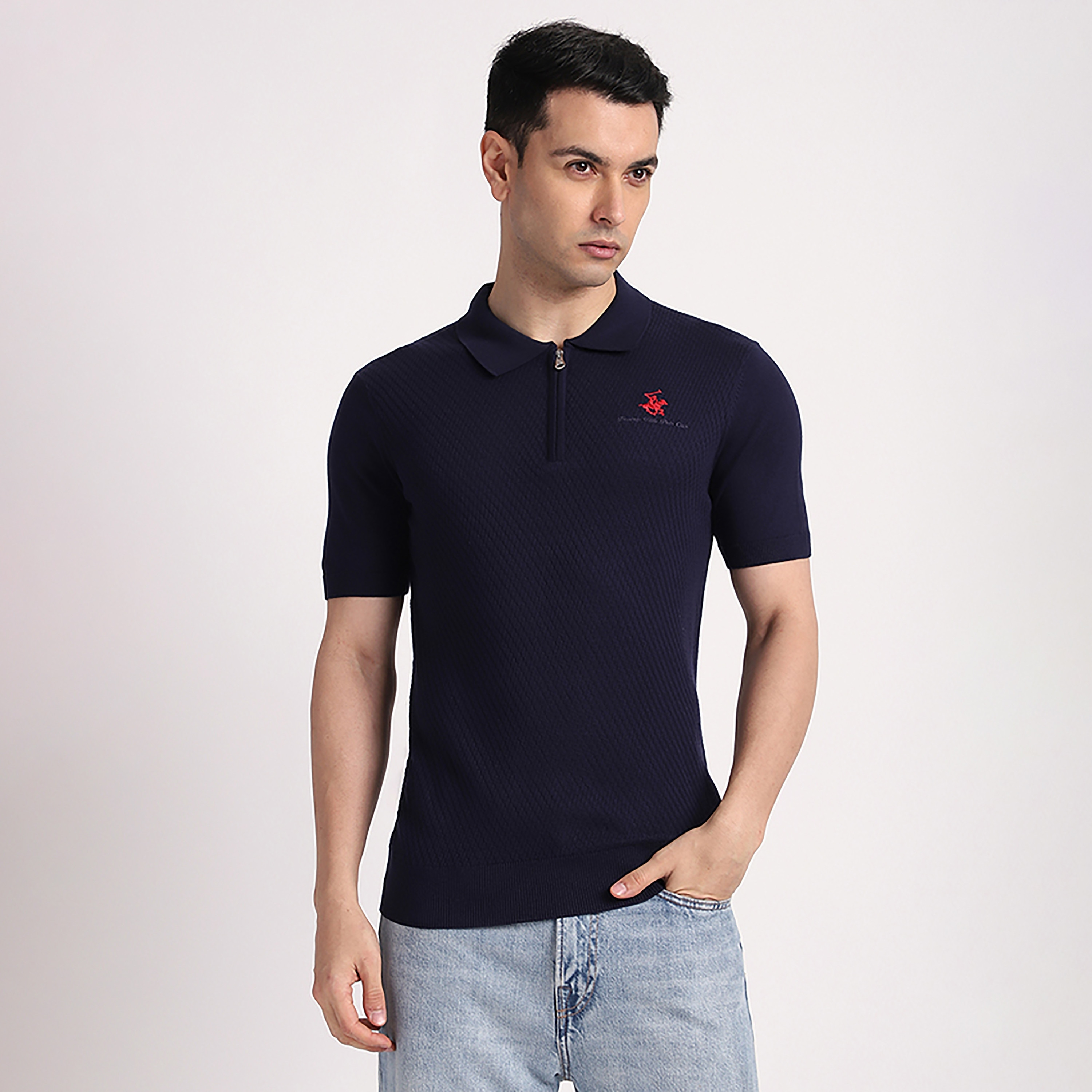 تي شيرت بولو رجالي بأكمام قصيرة وياقة منقوش من بيفرلي هيلز بولو كلوب-men-clothing-tshirtsandpolos-polos-image-1