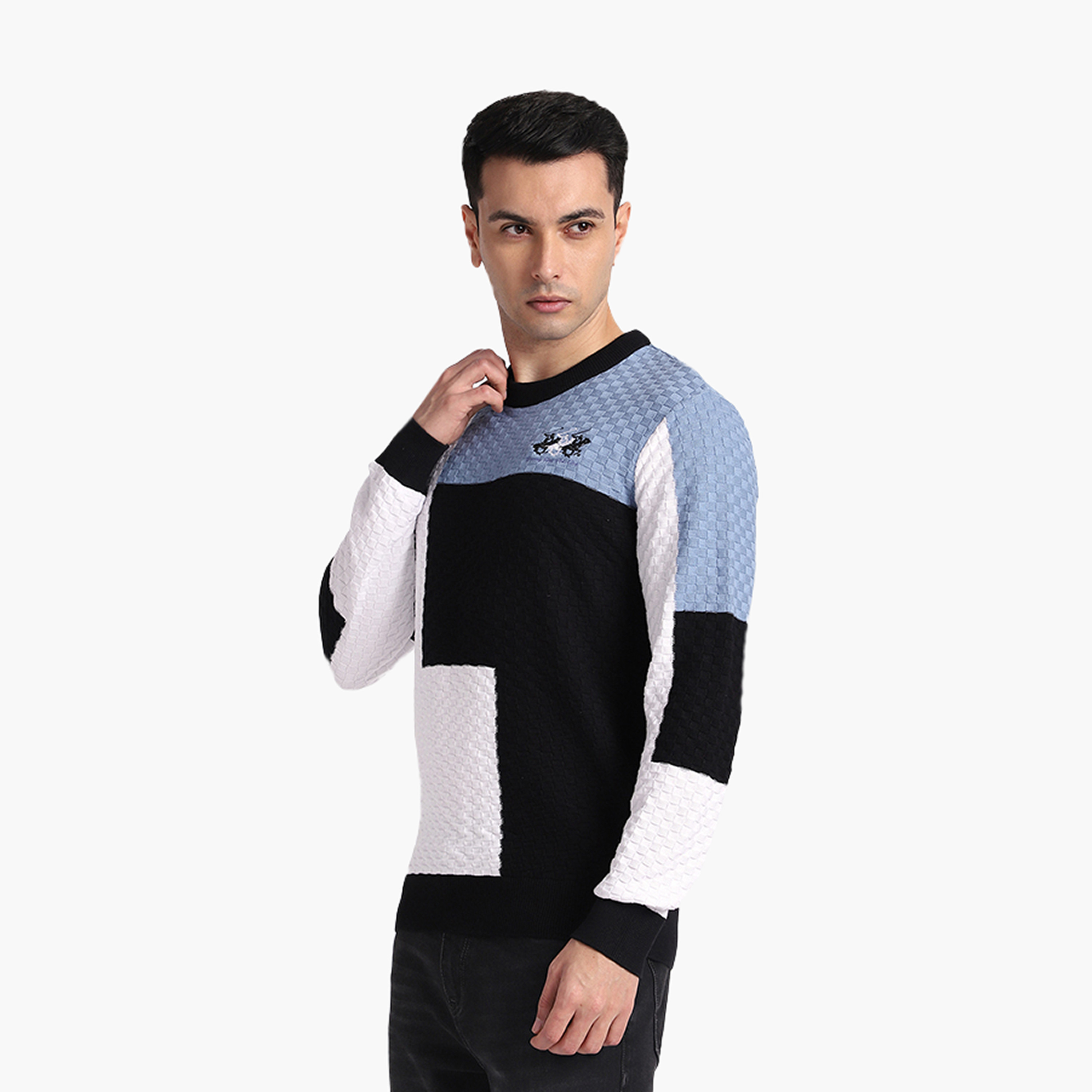 Beverly Hills Polo Club Color Blocked Crew Neck Long Sleeves Men's Pullover-men-clothing-sweatersandpullovers-image-2