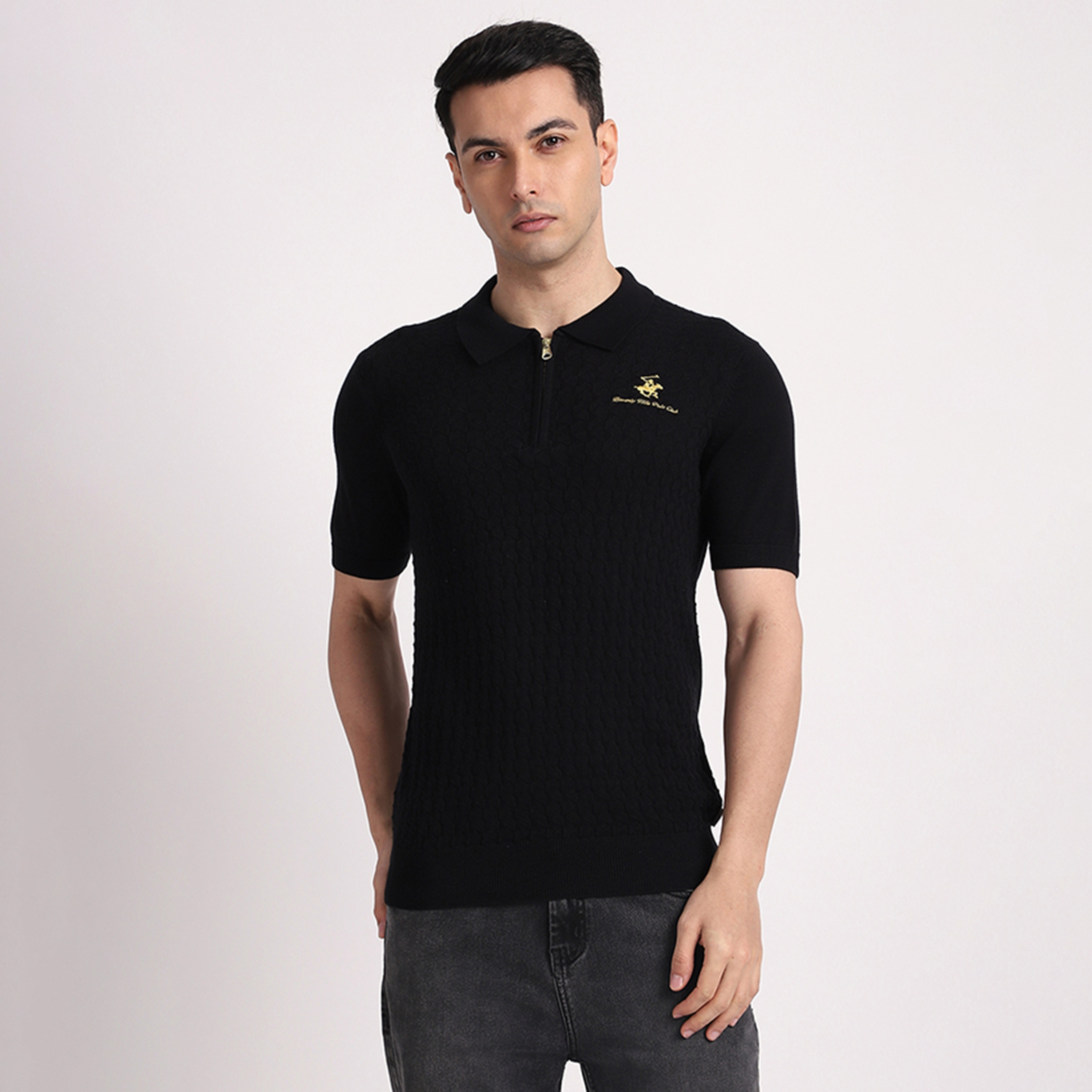 تي شيرت بولو رجالي سادة بأكمام قصيرة وياقة من بيفرلي هيلز بولو كلوب-men-clothing-tshirtsandpolos-polos-image-1