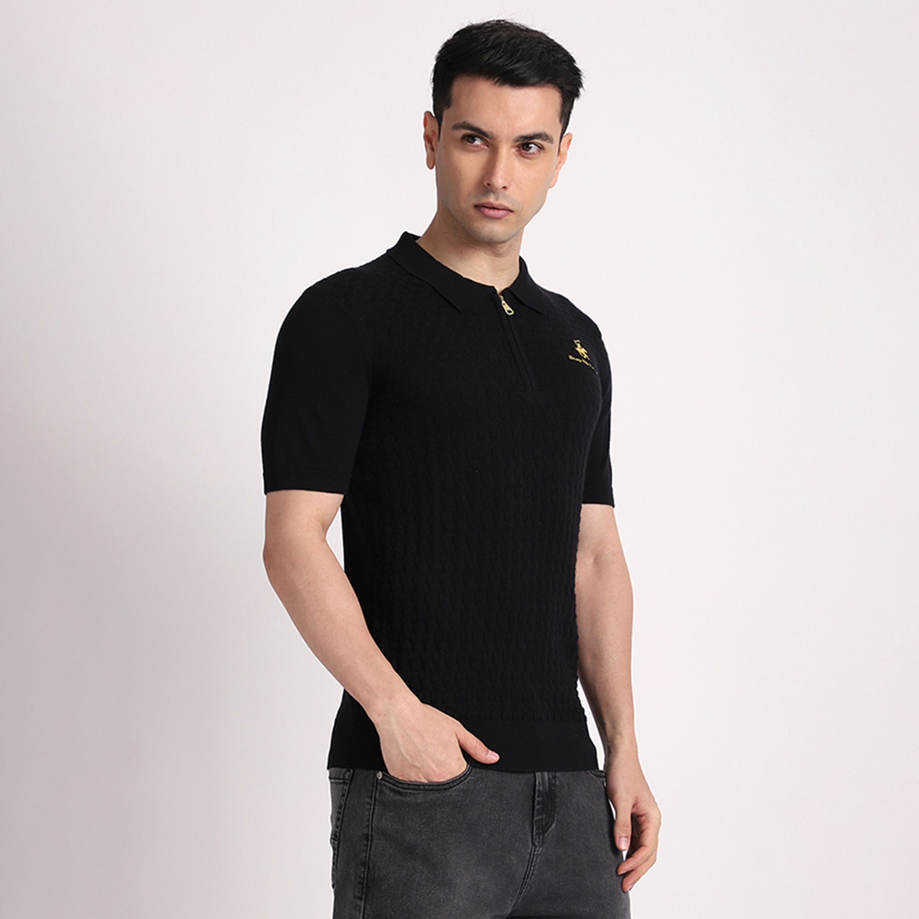 تي شيرت بولو رجالي سادة بأكمام قصيرة وياقة من بيفرلي هيلز بولو كلوب-men-clothing-tshirtsandpolos-polos-image-3