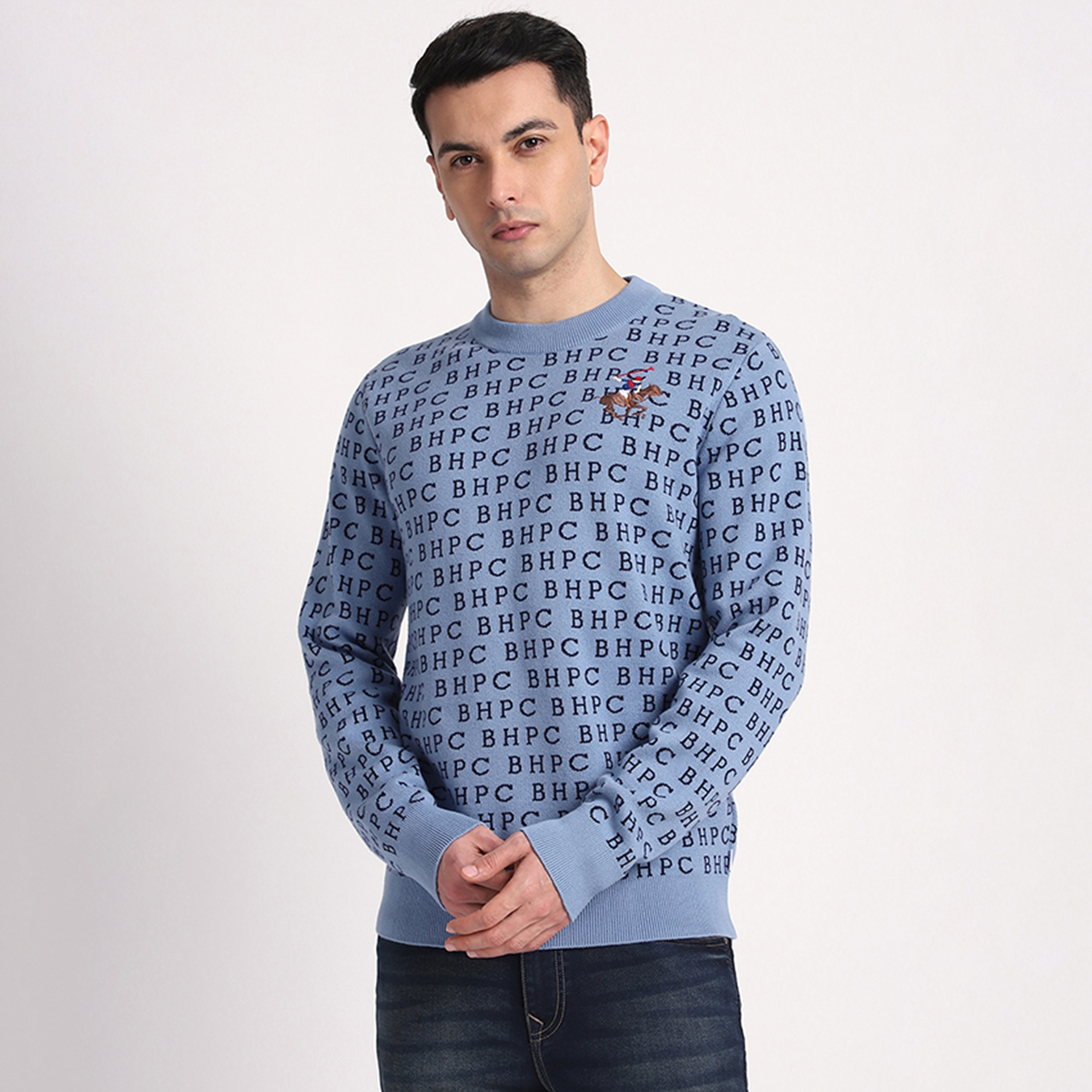 Beverly Hills Polo Club Typographic Crew Neck Long Sleeves Men's Sweater-men-clothing-sweatersandpullovers-image-1