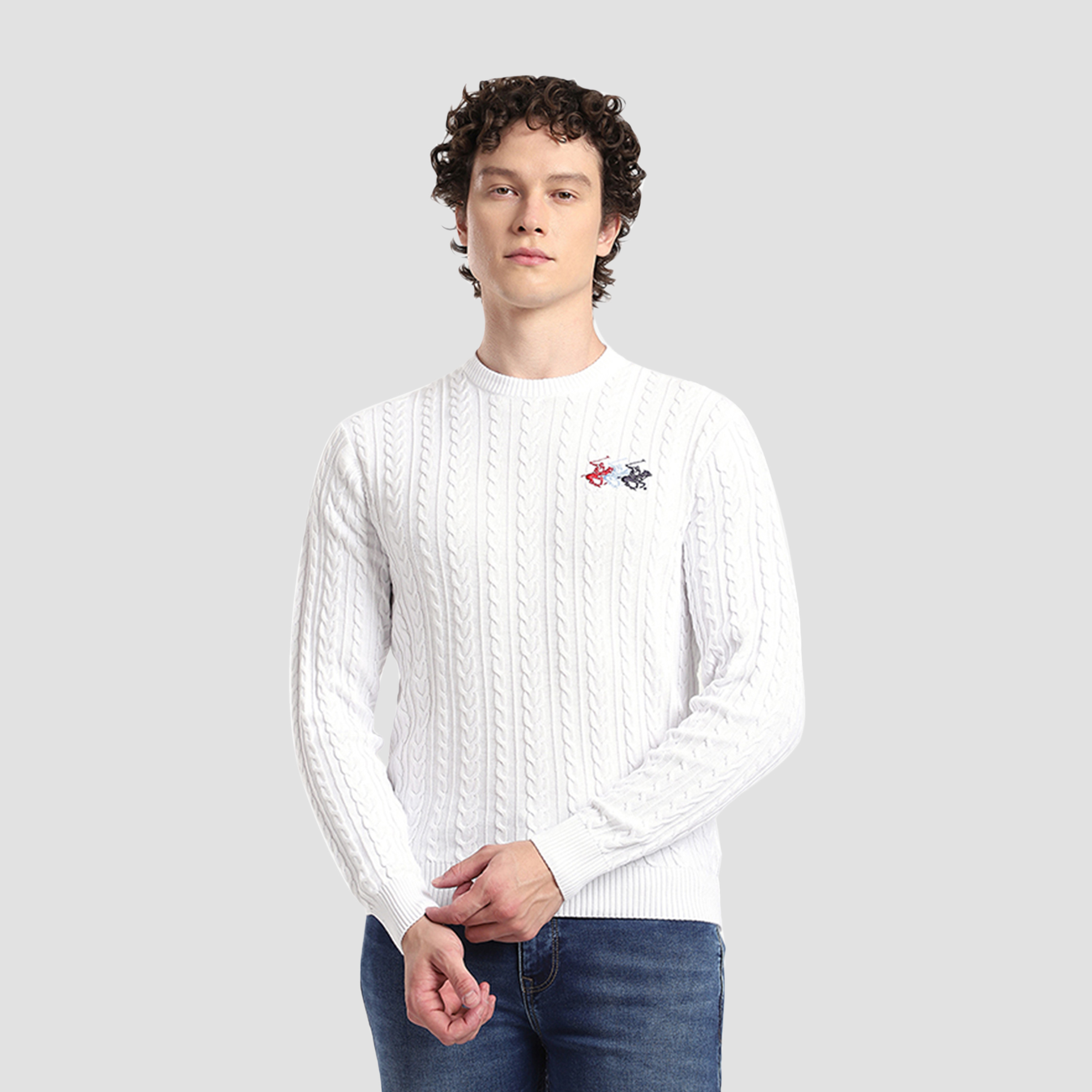 Beverly Hills Polo Club Cable Knit Round Neck Long Sleeves Men's Sweater-men-clothing-sweatersandpullovers-image-5